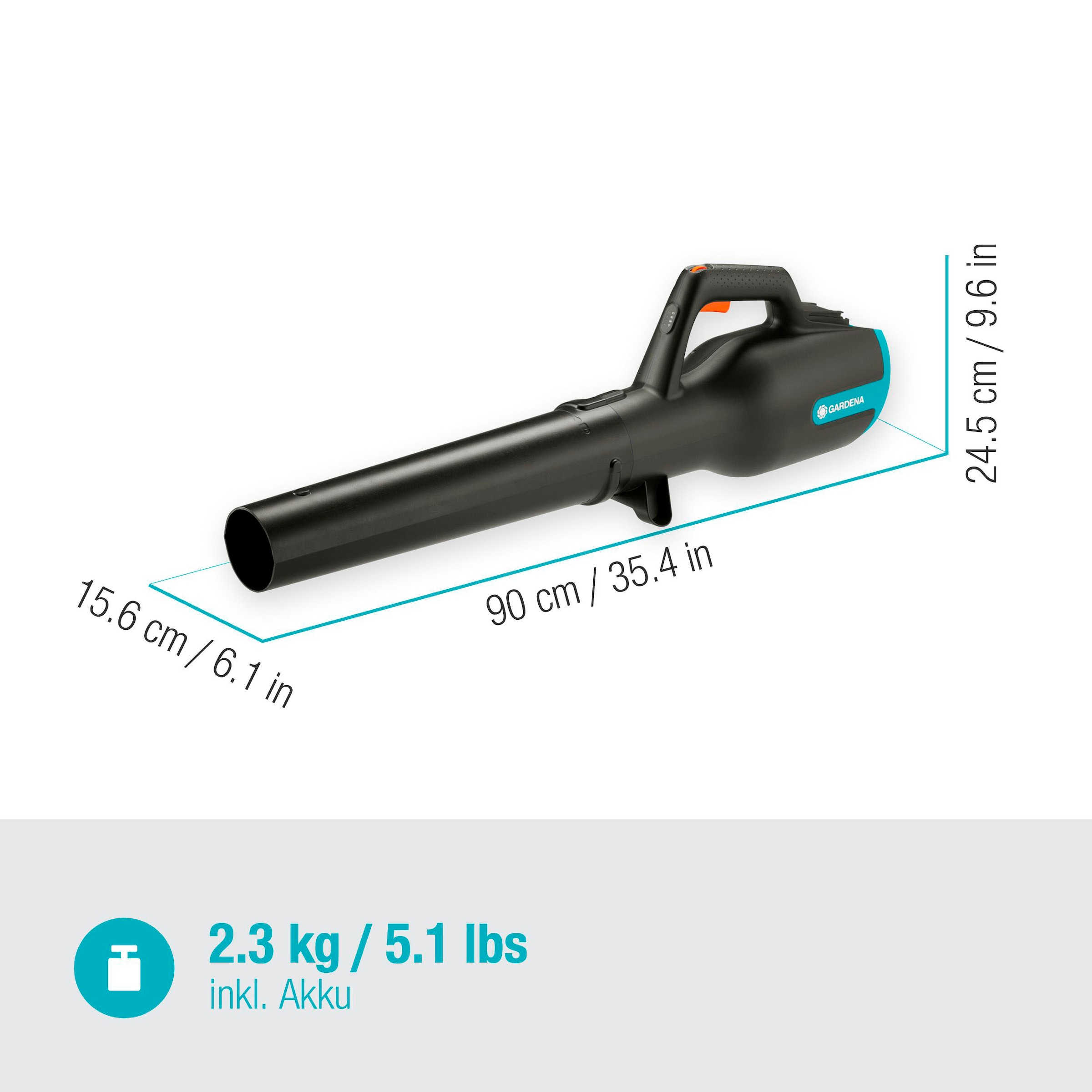 GARDENA Akku-Laubbläser »PowerJet 18V P4A Ready-To-Use, 14890-20«, (Set, inkl. Akku und Ladegerät), 100 km/h Luftgeschwindigkeit