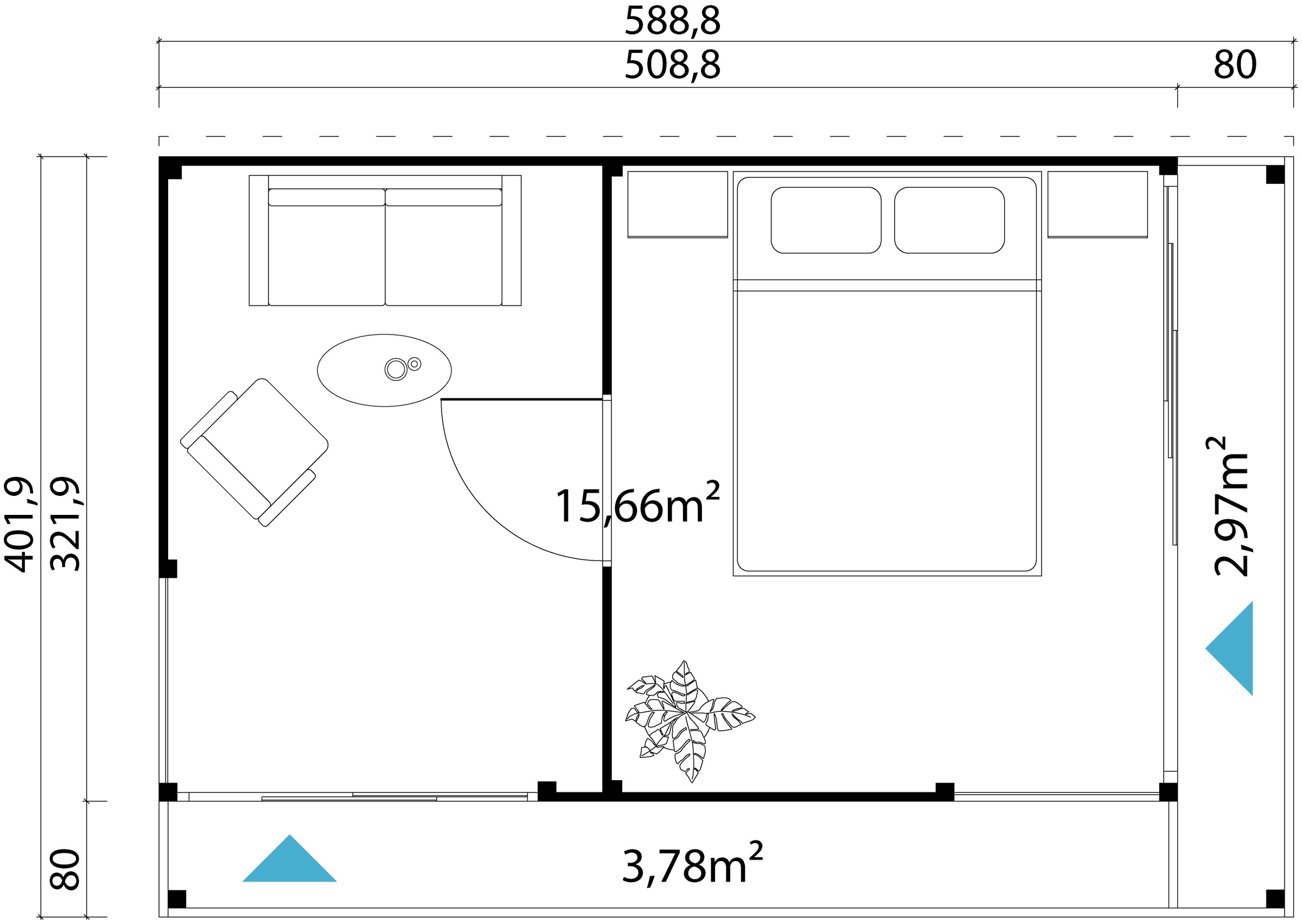 LASITA MAJA Gartenhaus »Domeo 3 Loggia Carbongrau«, (Set), mit Überdachung, Position der Zwischenwand flexibel