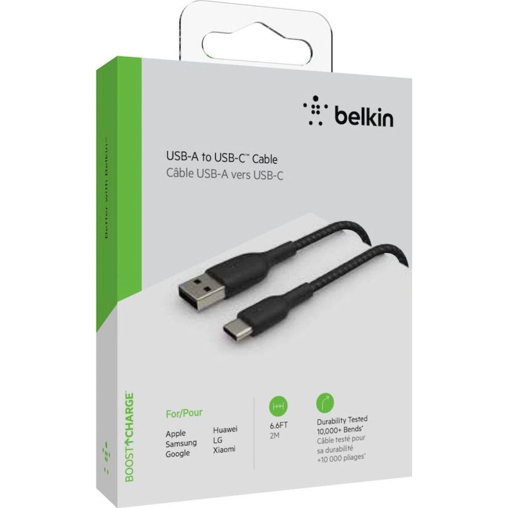 Belkin Smartphone-Kabel »USB-C/USB-A Kabel ummantelt, 2m«, USB-C, 200 cm