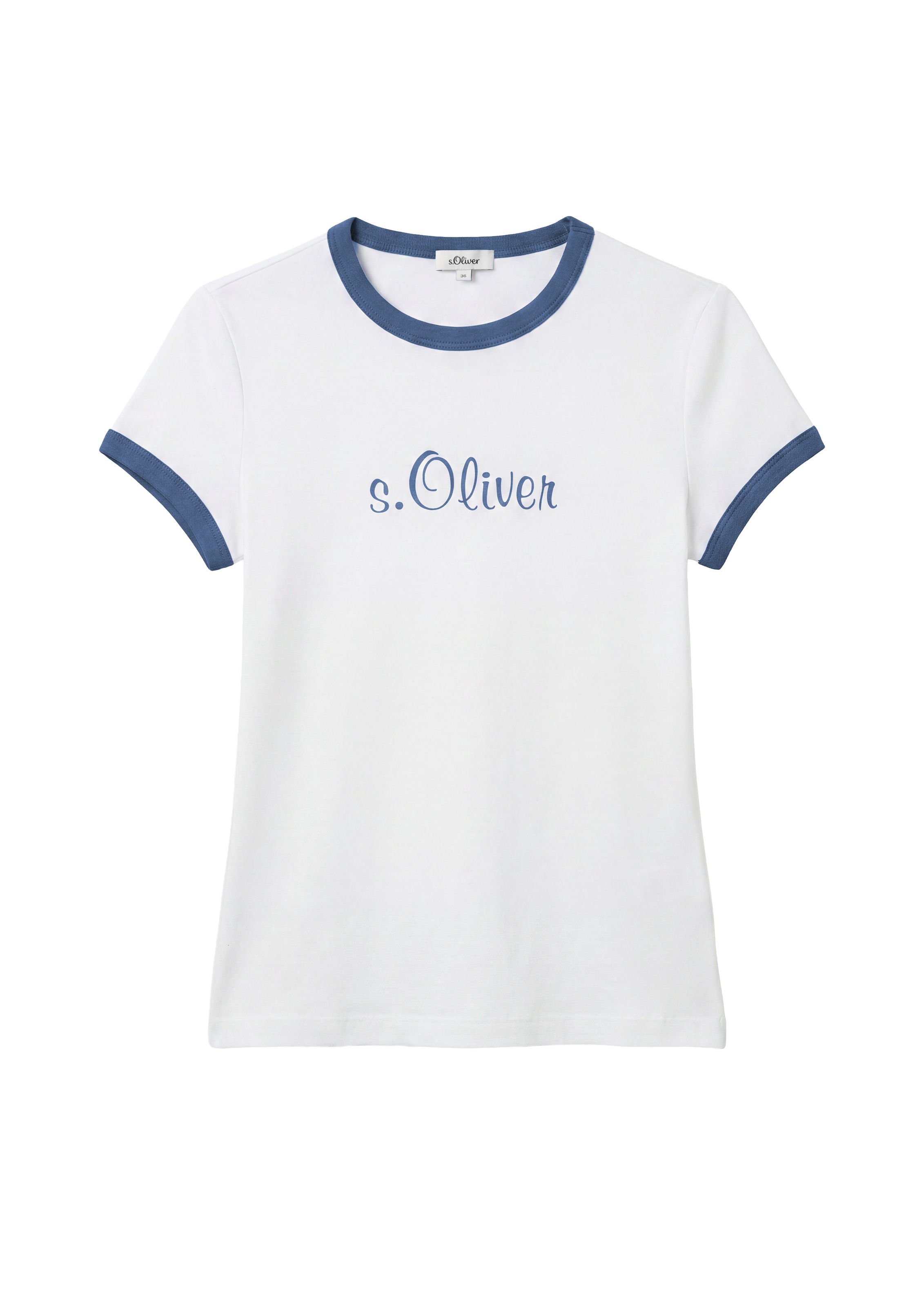 s.Oliver Kurzarmshirt »s.Oliver X Heidi Klum Logo T-Shirt« mit Logo-Print / Konstrastfarbene Bündchen / Rundhals