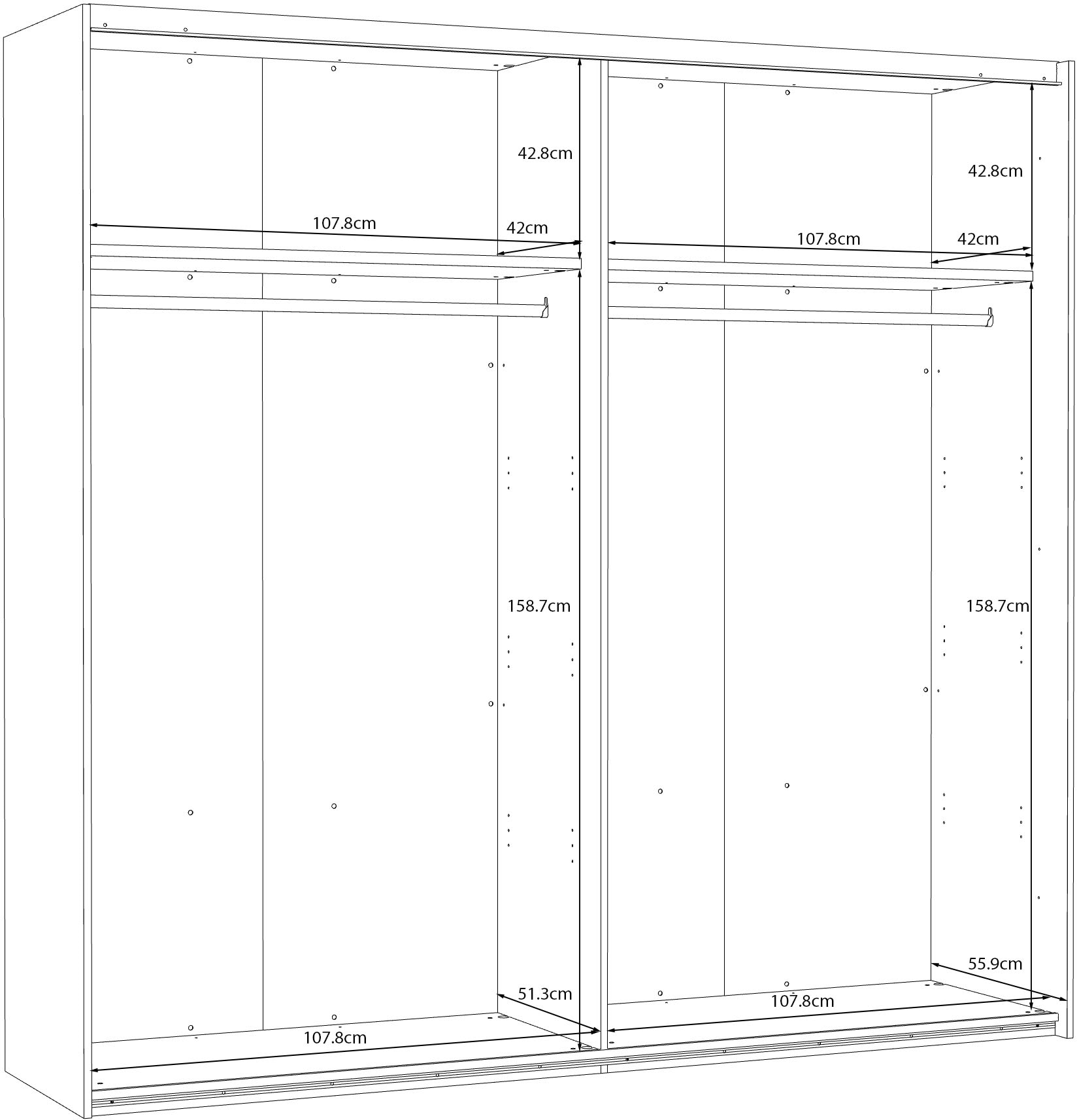 FORTE Schwebetürenschrank, Hochglanzfront, Metallgriffleisten