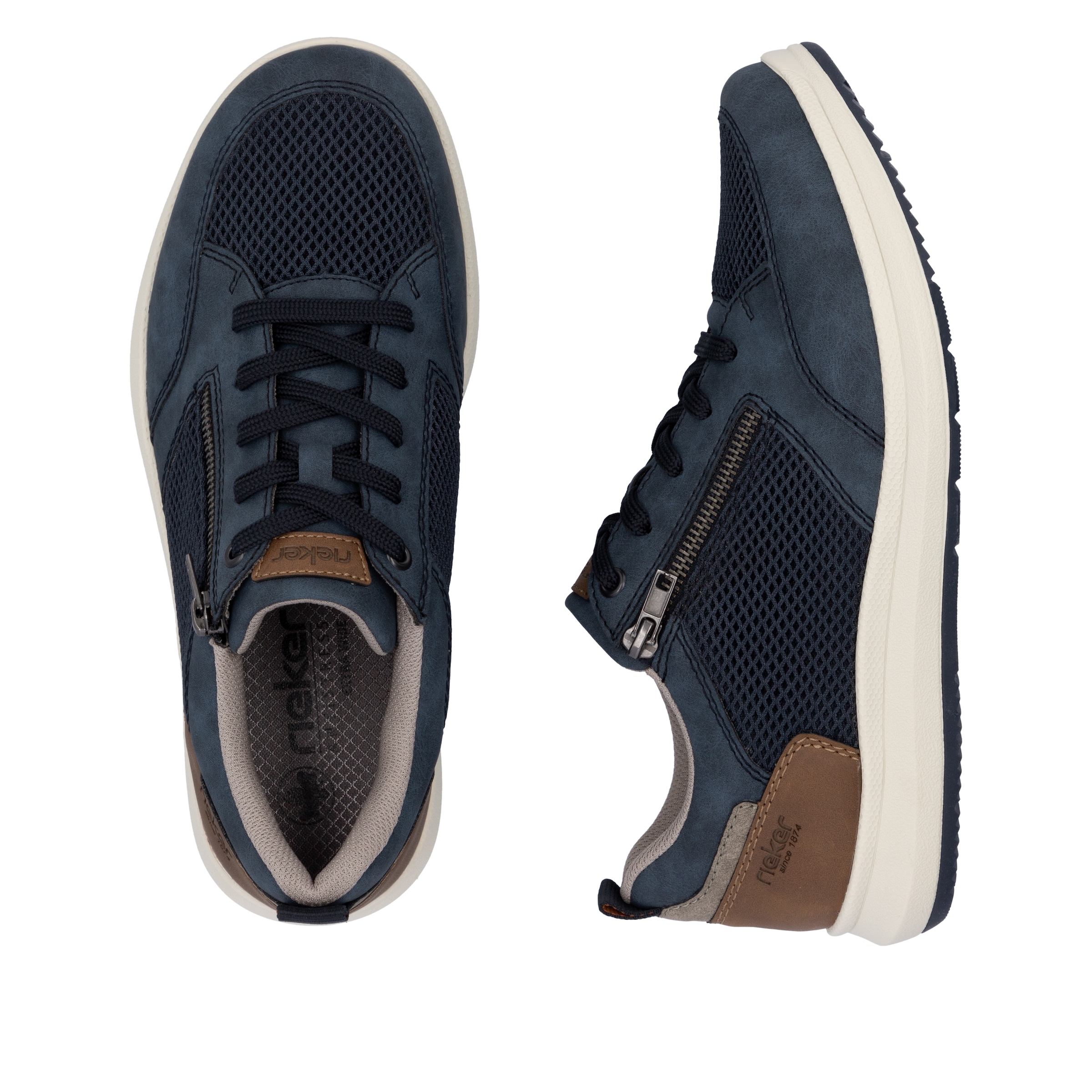 Rieker Sneaker, Halbschuh, Freizeitschuh, Schnürschuh mit seitlichem Reißverschluss