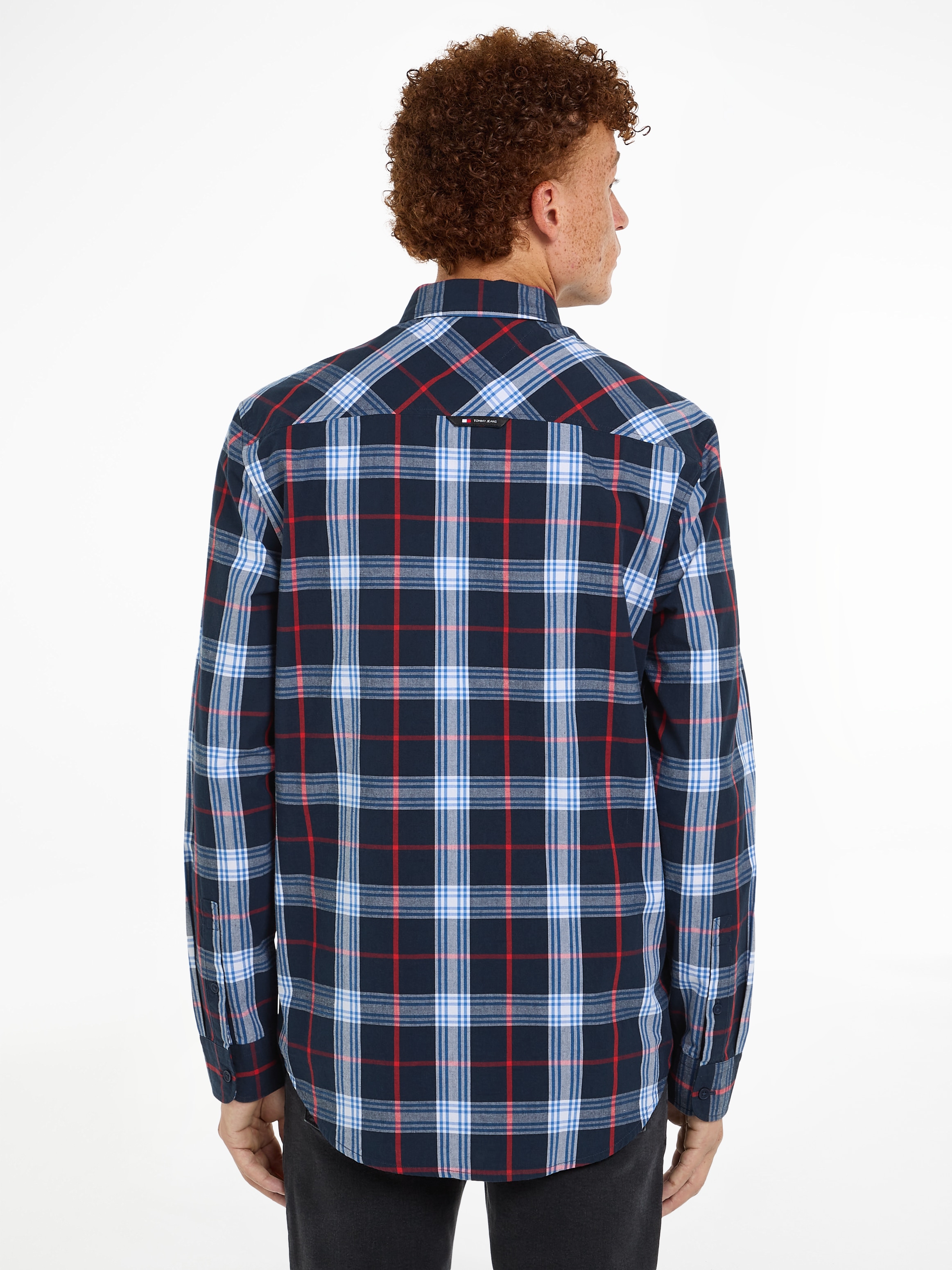 Tommy Jeans Langarmhemd »TJM REG POPLIN CHECK SHIRT«, mit Logostickerei