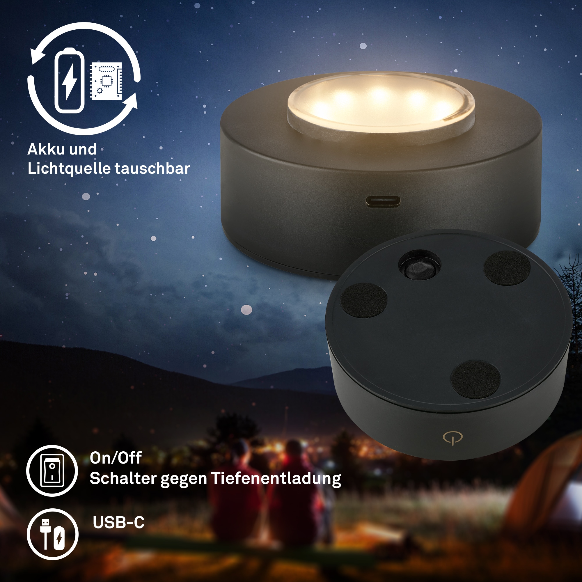 Briloner Leuchten LED Außen-Tischleuchte »SUNORA« LED-Board 2 Stk. Warmweiß kabellos 15 x 11 cm Grün 2W Wohnzimmer Flur Outdoor Aussen 2er-Set