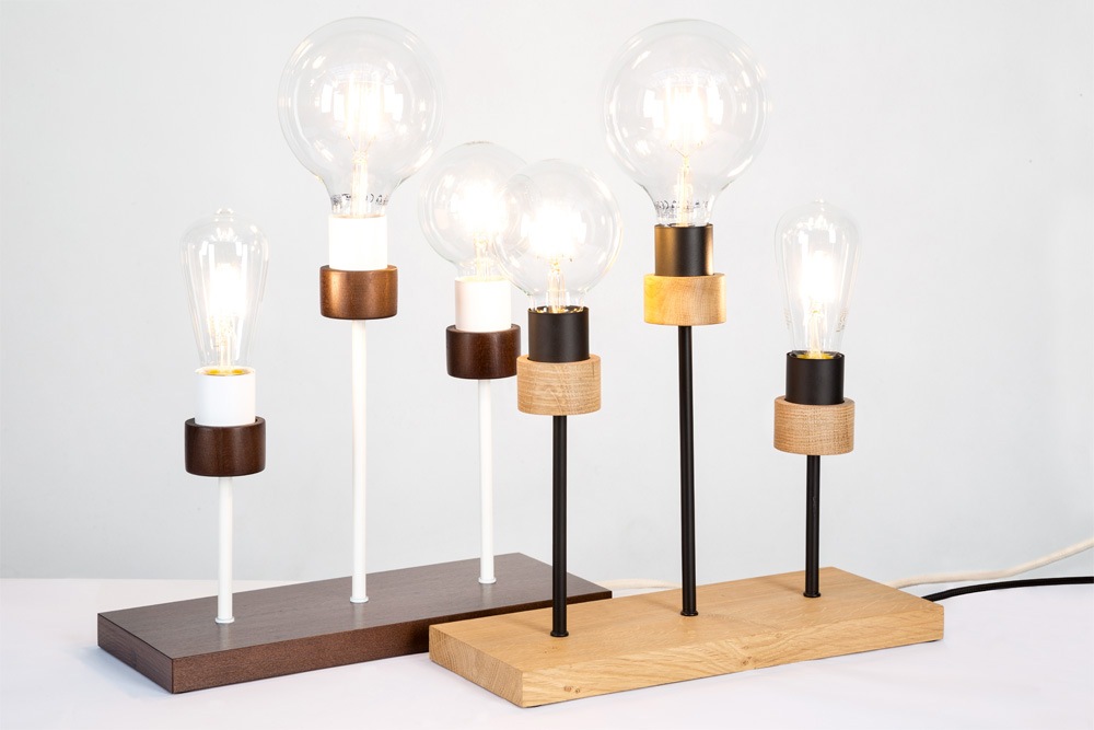 BRITOP LIGHTING Tischleuchte »CHANDELLE«, 3 flammig, Leuchtmittel E27 | Leuchtmittel wechselbar-ohne Leuchtmittel, Naturprodukt aus Eichenholz