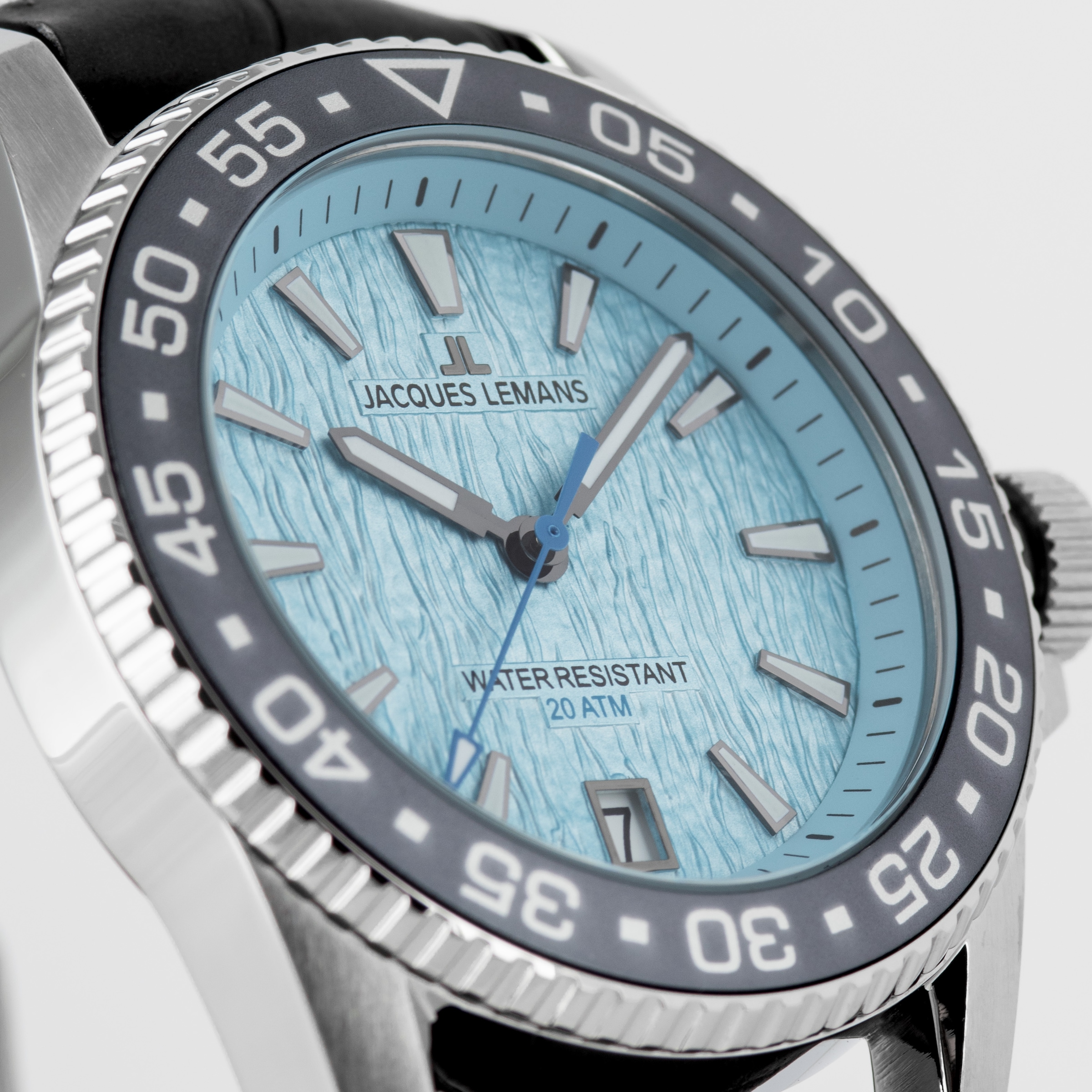 Jacques Lemans Quarzuhr »Liverpool Diver« Armbanduhr, Herrenuhr, Lederarmband, analog, Tag