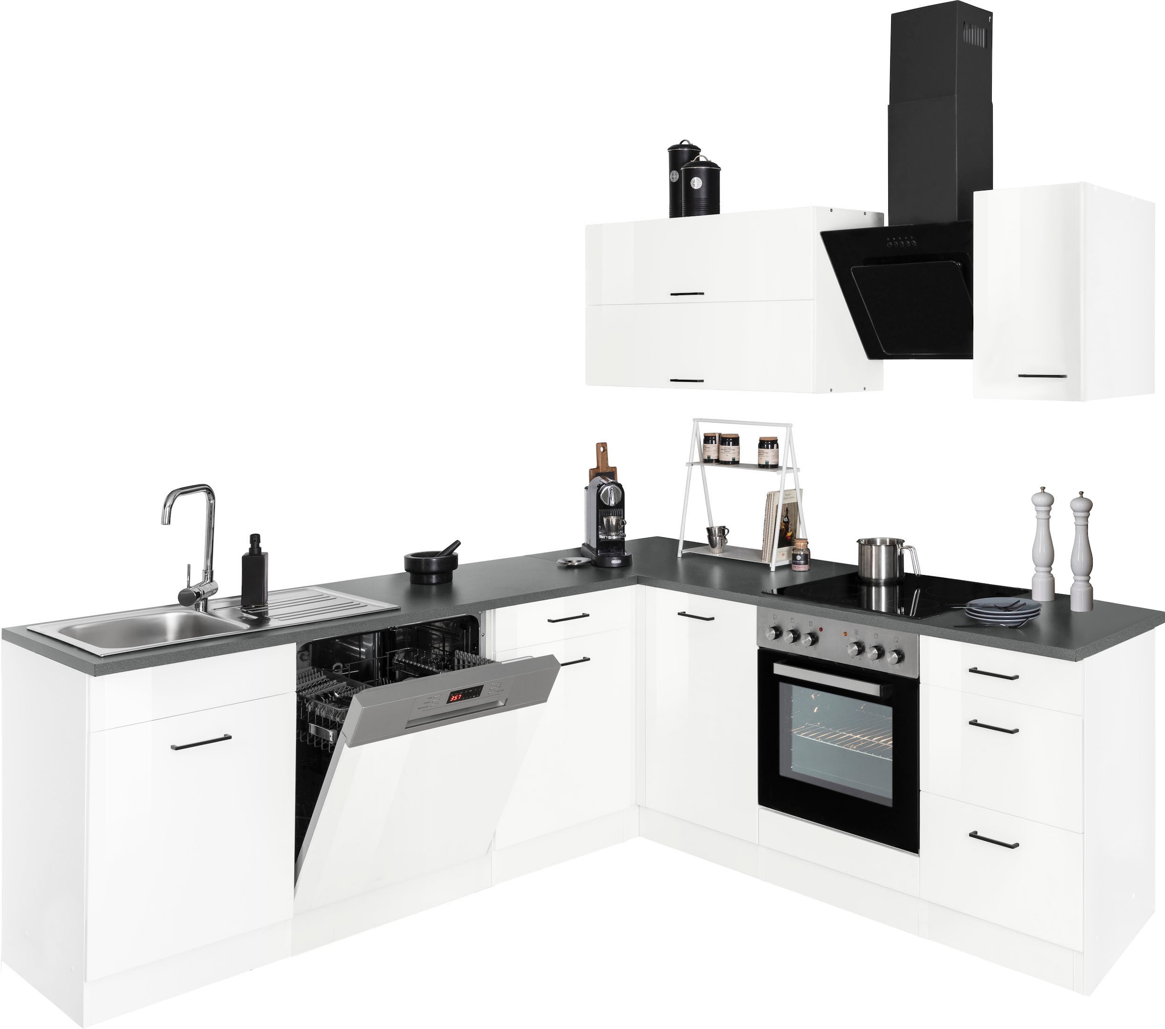 KOCHSTATION Winkelküche »KS-Trier«, mit E-Geräten, Stellbreite 220/220 cm