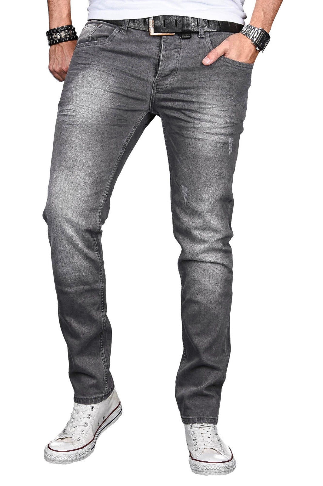 Alessandro Salvarini Slim-fit-Jeans »A. Salvarini Designer Herren Jeans Hose Basic Stretch Jeanshose Regular Slim«