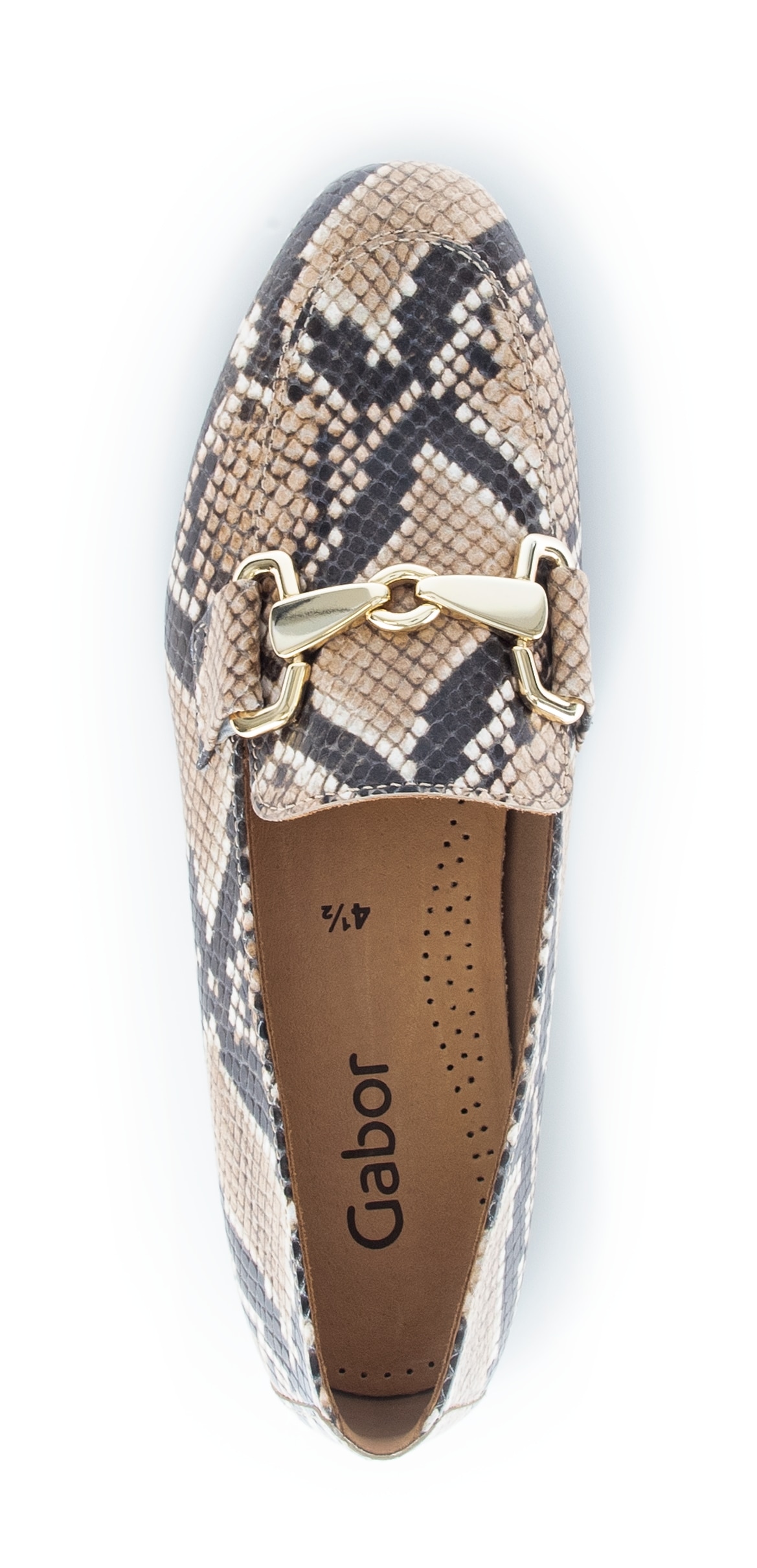 Gabor Slipper  Blockabsatz, Businessschuh mit goldfarbenem Schmuck-Zierriegel