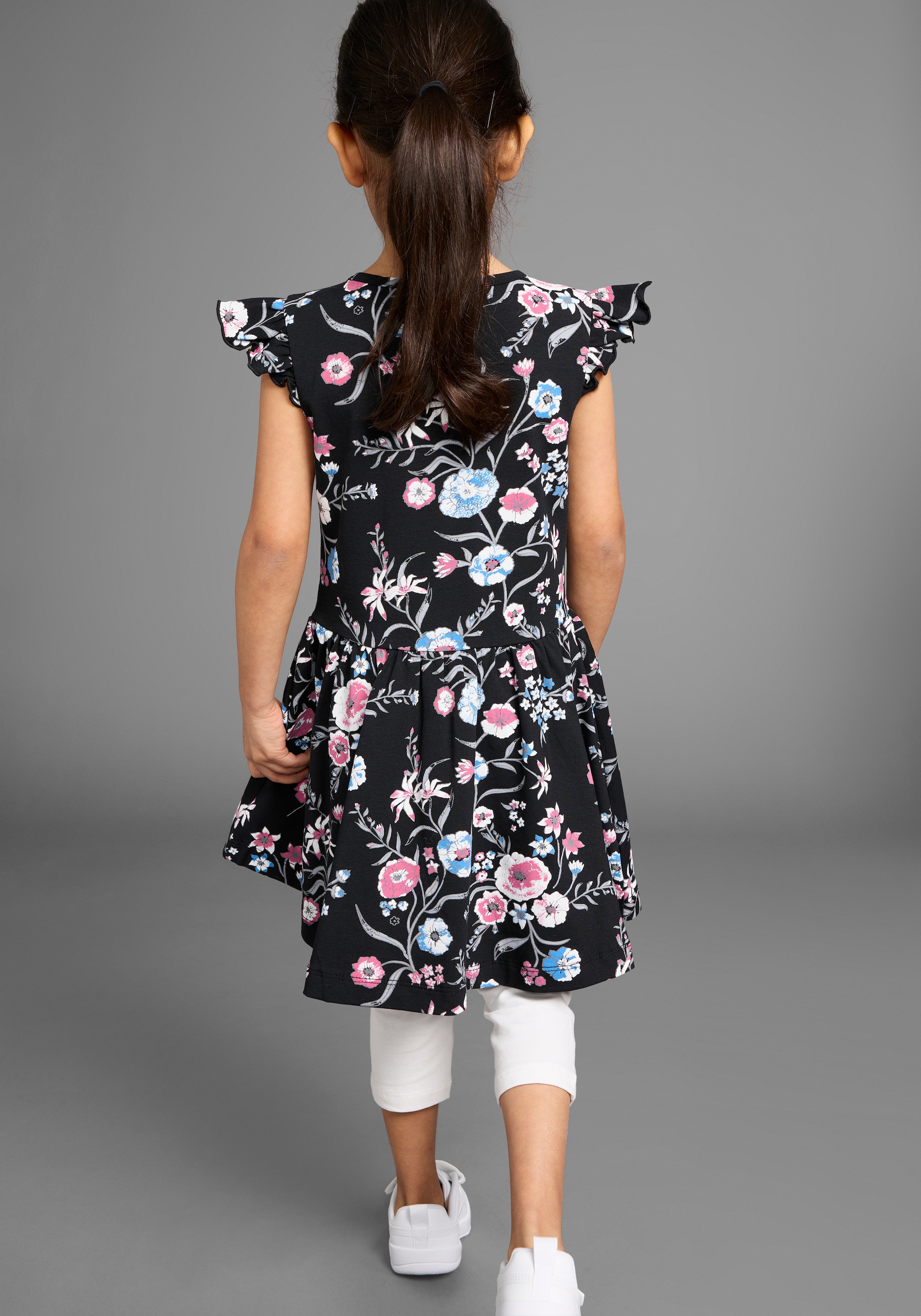 KIDSWORLD Jerseykleid »Shirtkleid im trendigen Allover-Muster« mit Flügelärmeln