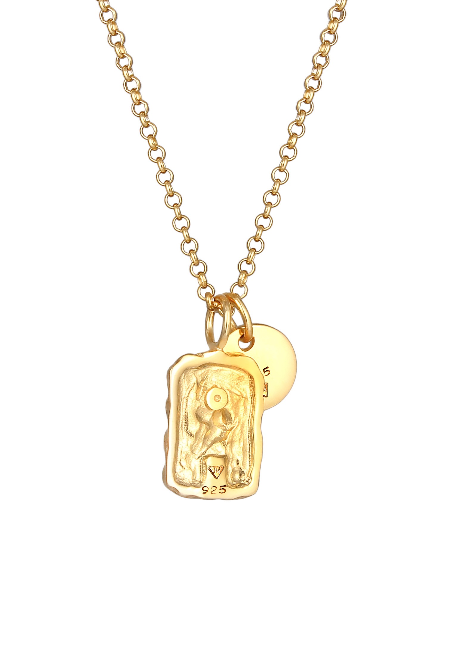 Elli Kette mit Anhänger »Halskette Plättchen Rechteck Organic Look 925 Silber«