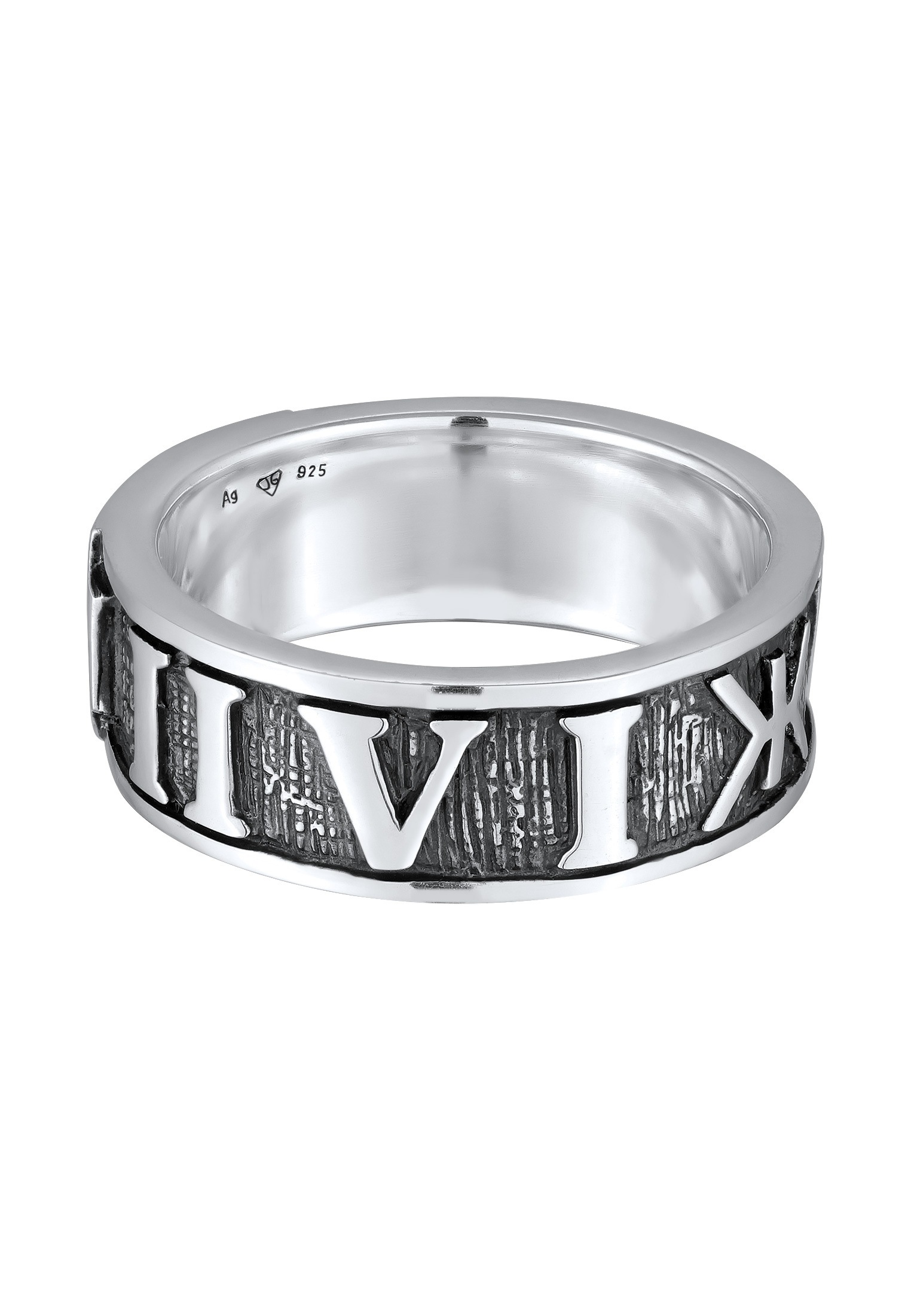 Kuzzoi Silberring »Ring Siegelring Römische Zahlenfolge Emaille 925 Silber«