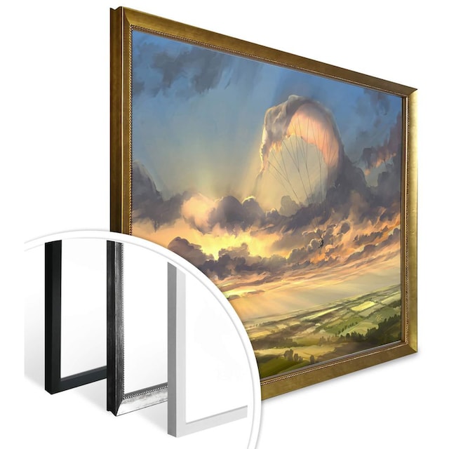 Wall-Art Poster »Surrealismus Bild Wolkenflug«, Schriftzug, (1 St.), Poster,  Wandbild, Bild, Wandposter auf Raten bestellen