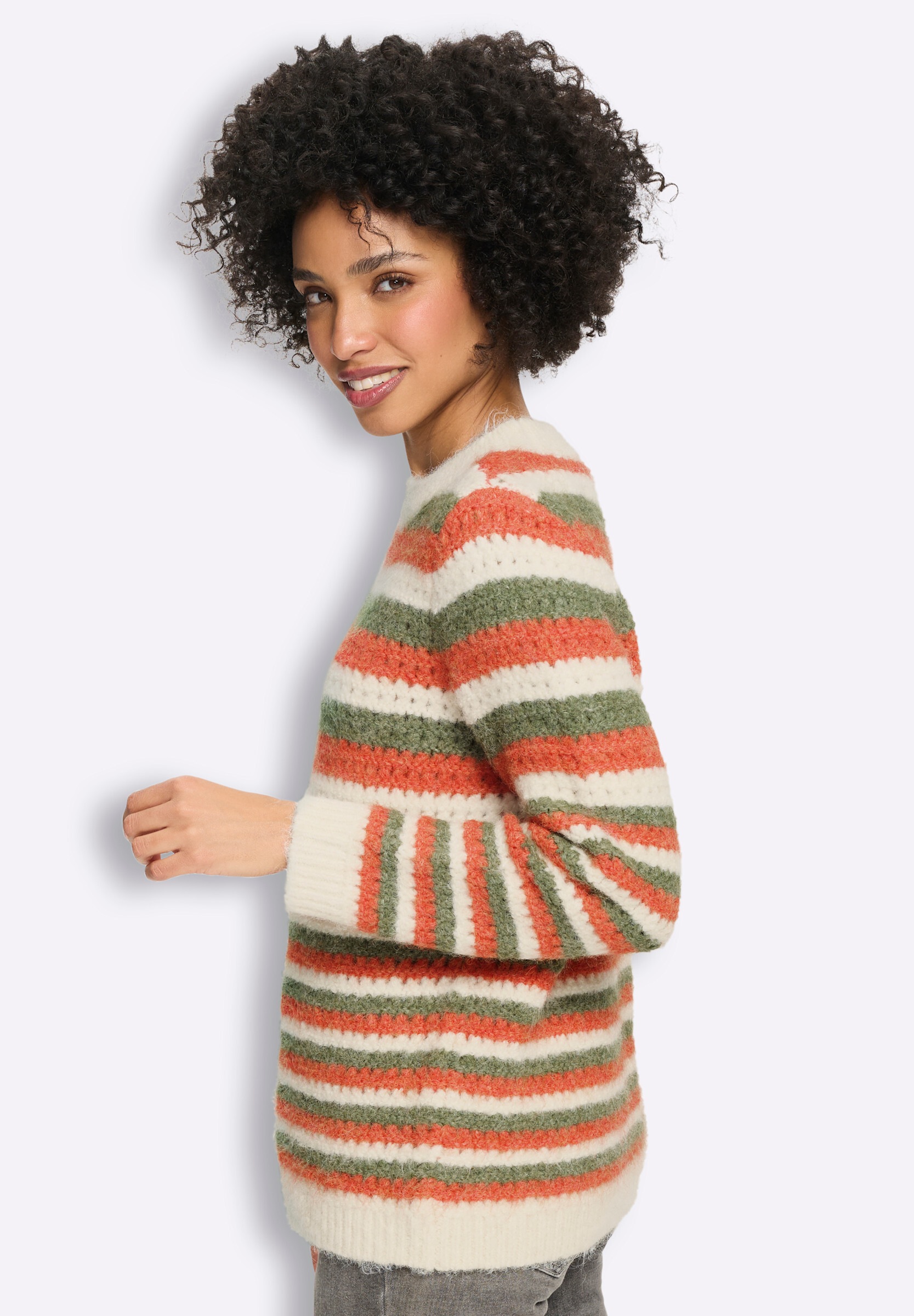 heine Strickpullover »Pullover Ajourpullover mit Streifen«