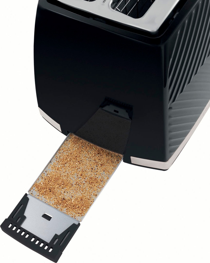 RUSSELL HOBBS Toaster »Groove 26390-56, schwarz, 850 Watt - Brötchenaufsatz & Krümelschublade«, 2 Schlitze, 850 W
