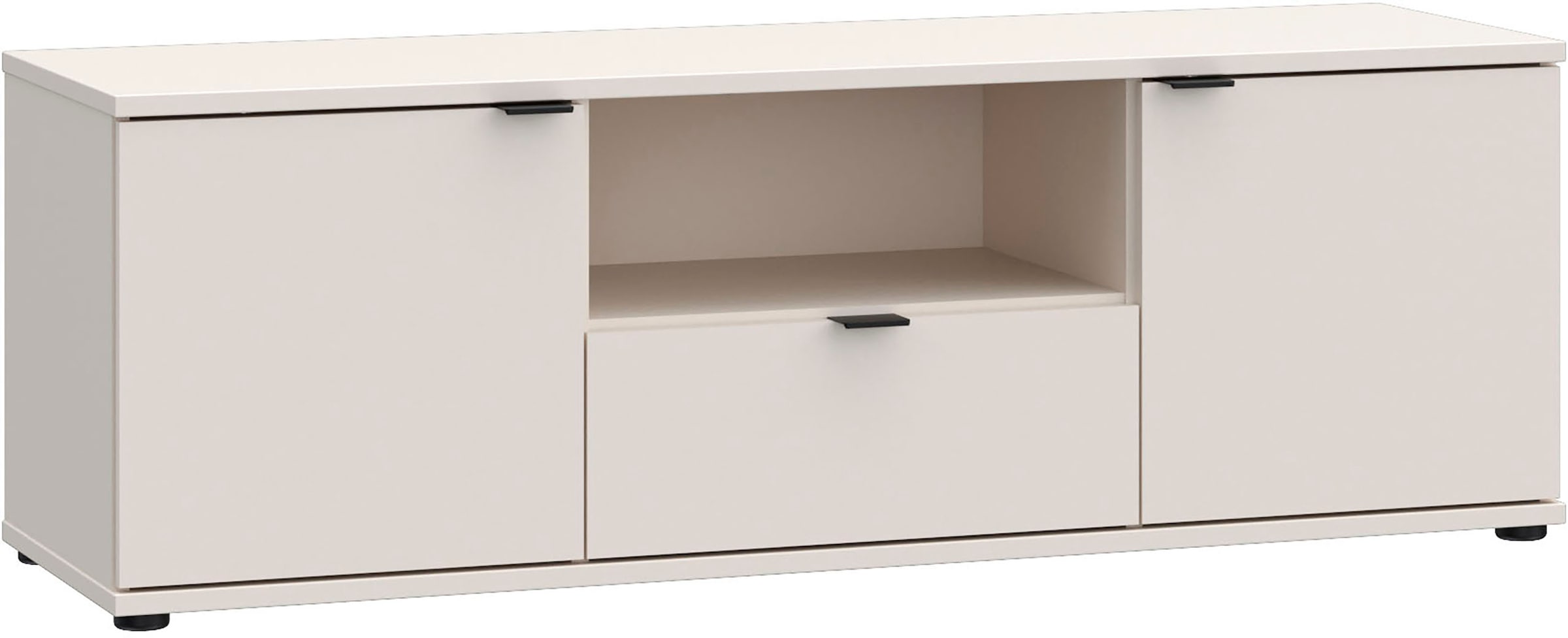 FORTE Lowboard "Ganymede" Breite 129,8cm, TV Board, Stauraum, Schublade; Metallgriffe, Kabelführung