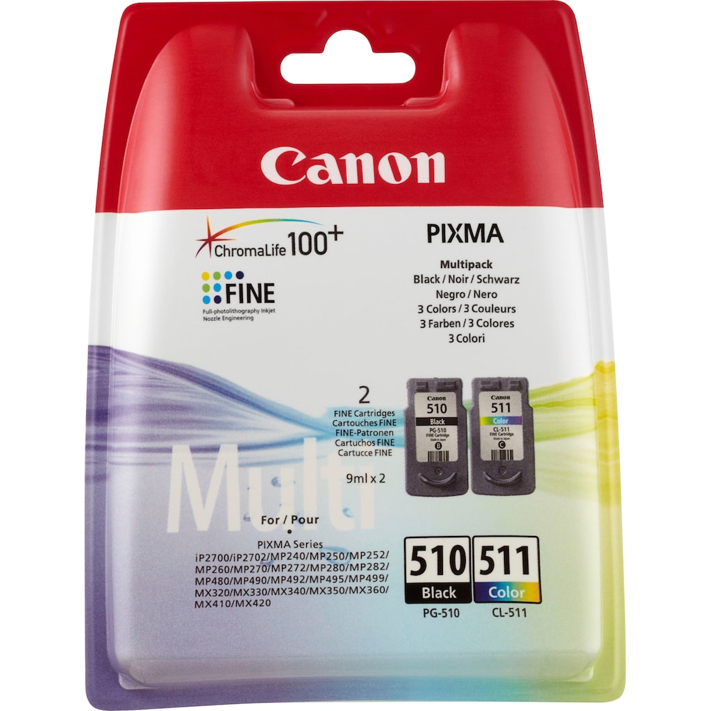 Canon Tintenpatrone »PG-510«, (Spar-Set), original Druckerpatrone 510 schwarz 511 cyan/magenta/yellow