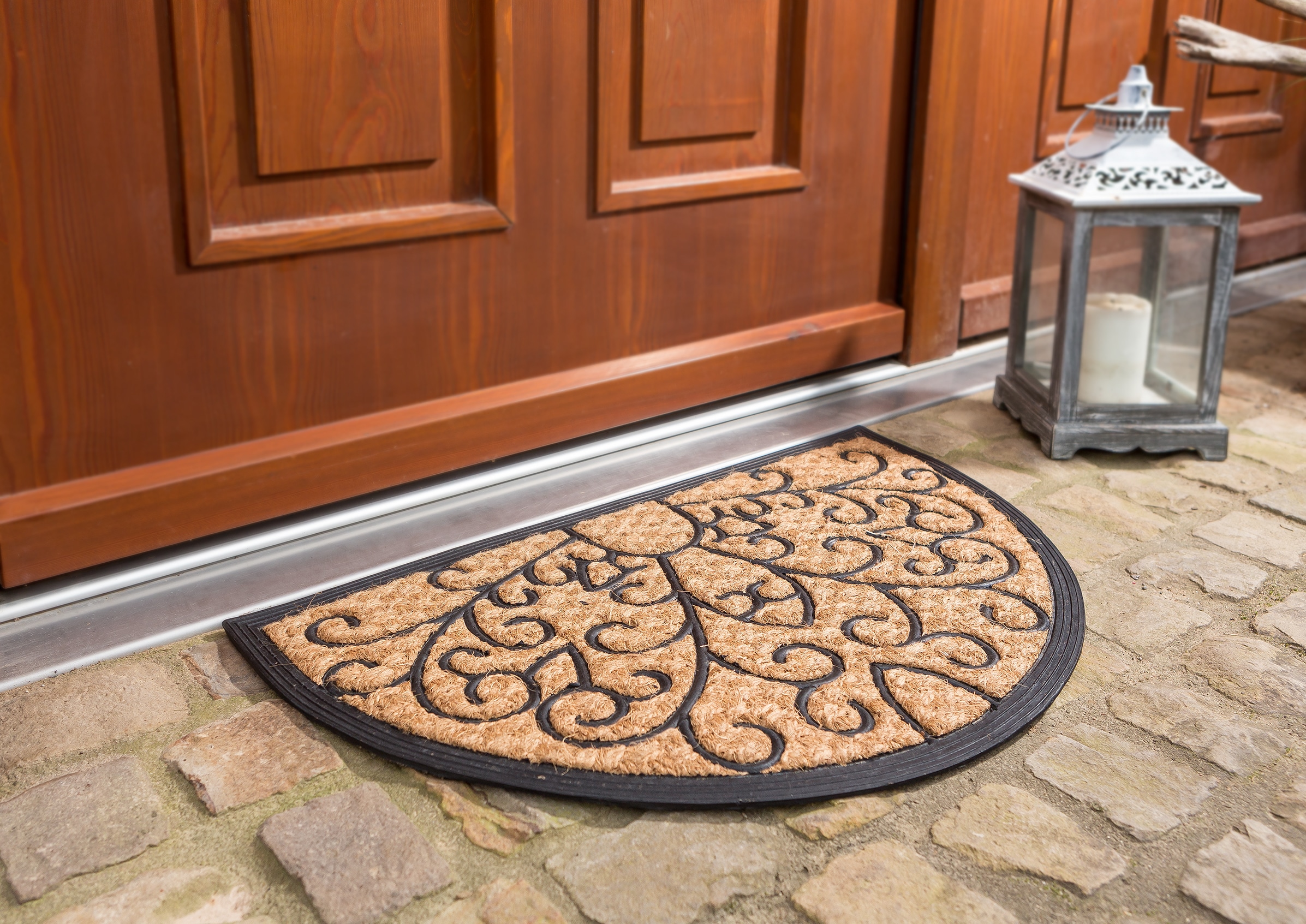 ASTRA Fußmatte »Coco Deluxe Light« halbrund 8 mm Höhe Türmatte, Kokos, rutschfest, schmutzabweisend, In und Outdoor