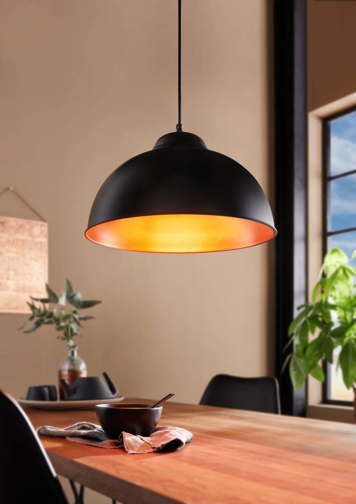 EGLO Hängeleuchte »TRURO 2 Hängelampe, Esstischlampe, Stahl, schwarz, kupfer, E27« E27 1 Stk. Wohnzimmerlampe, 1 flammig, Vintage, Industrial, Retro, 110x37cm