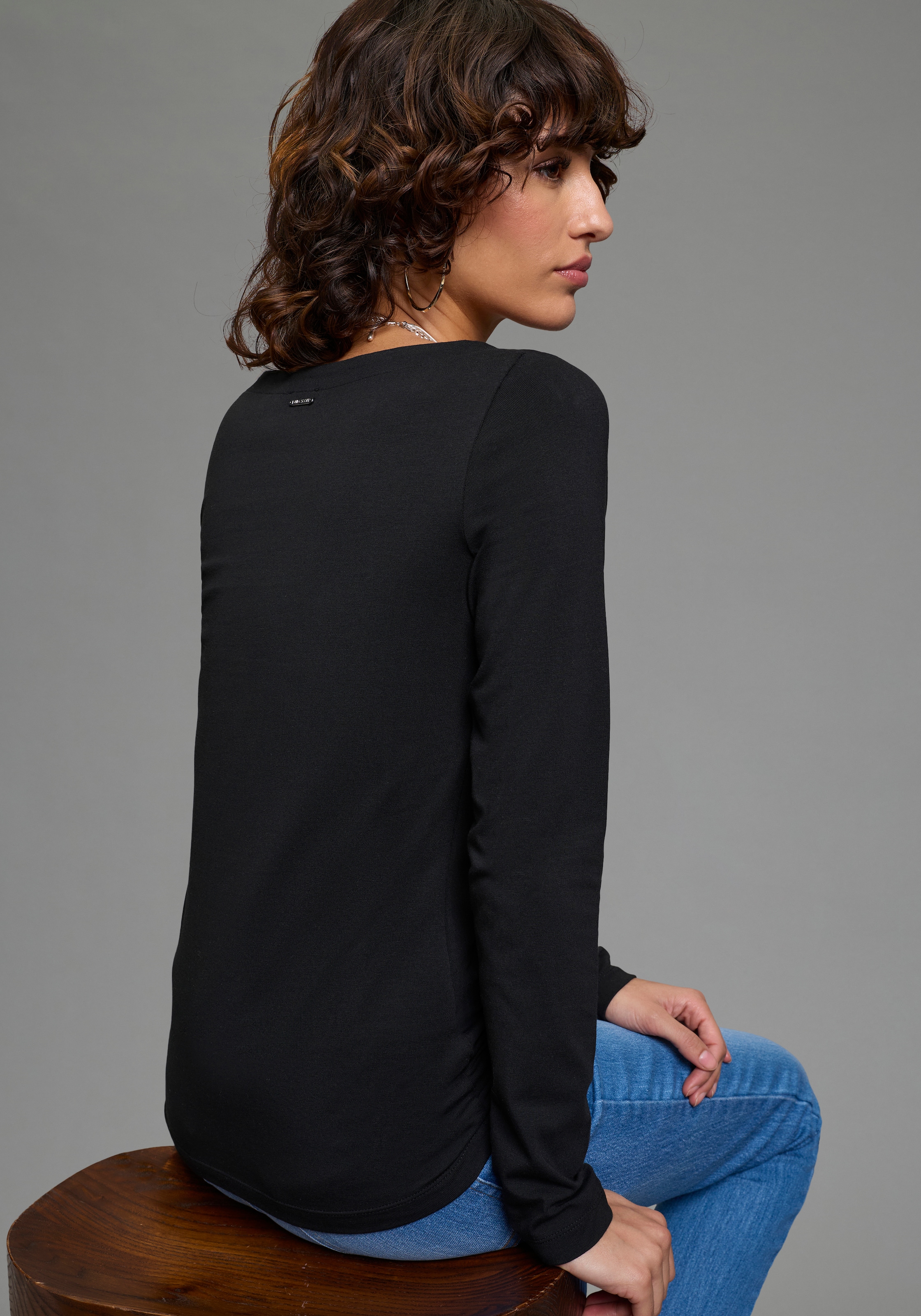 Laura Scott Longsleeve 2er-Pack,  Basic-Stil und Passform, mit U-Boot-Ausschnitt
