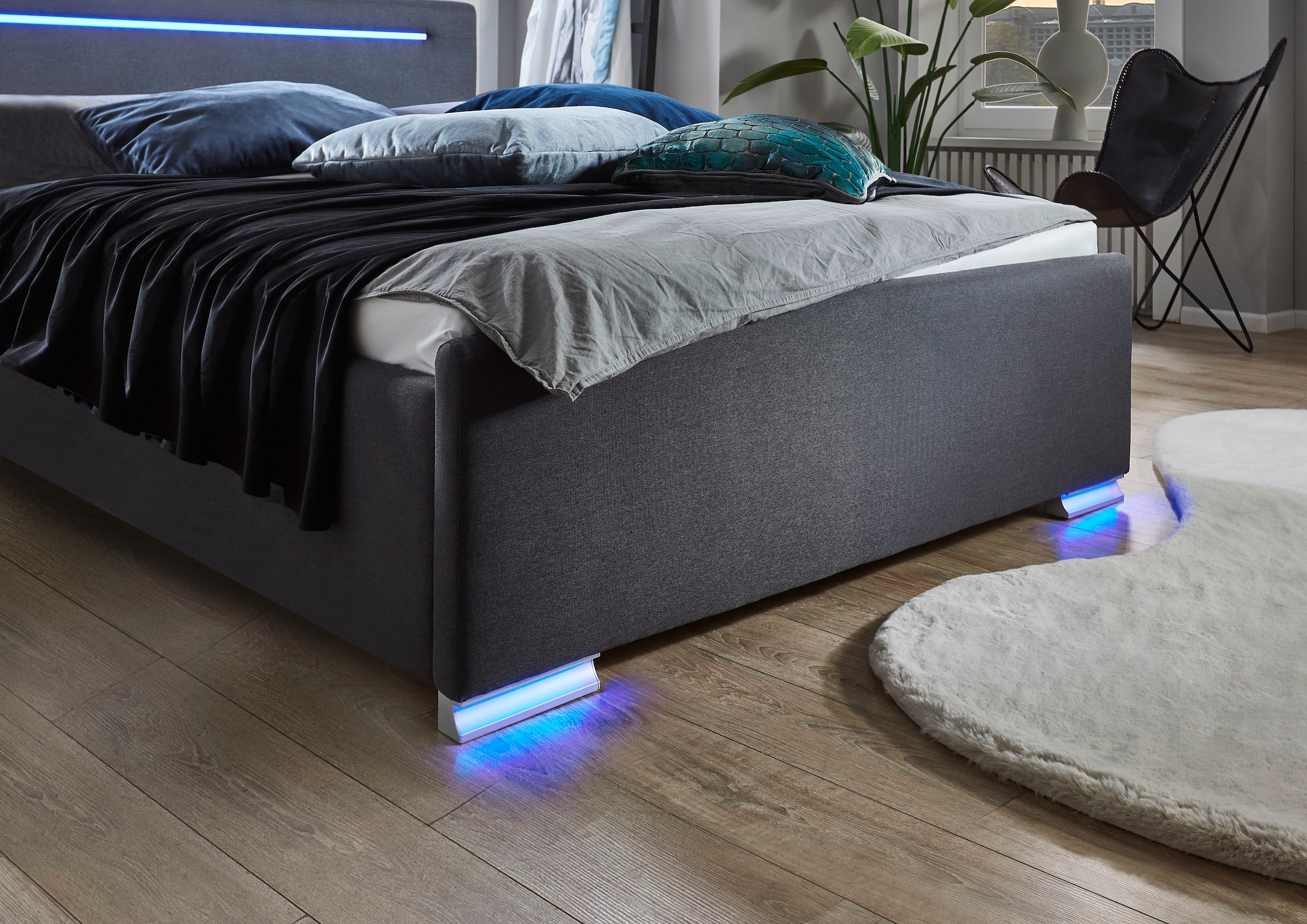 meise.möbel Polsterbett »Las Vegas III mit LED-Beleuchtung und USB-Anschluss«, erhältlich in den Breiten 140 & 180cm