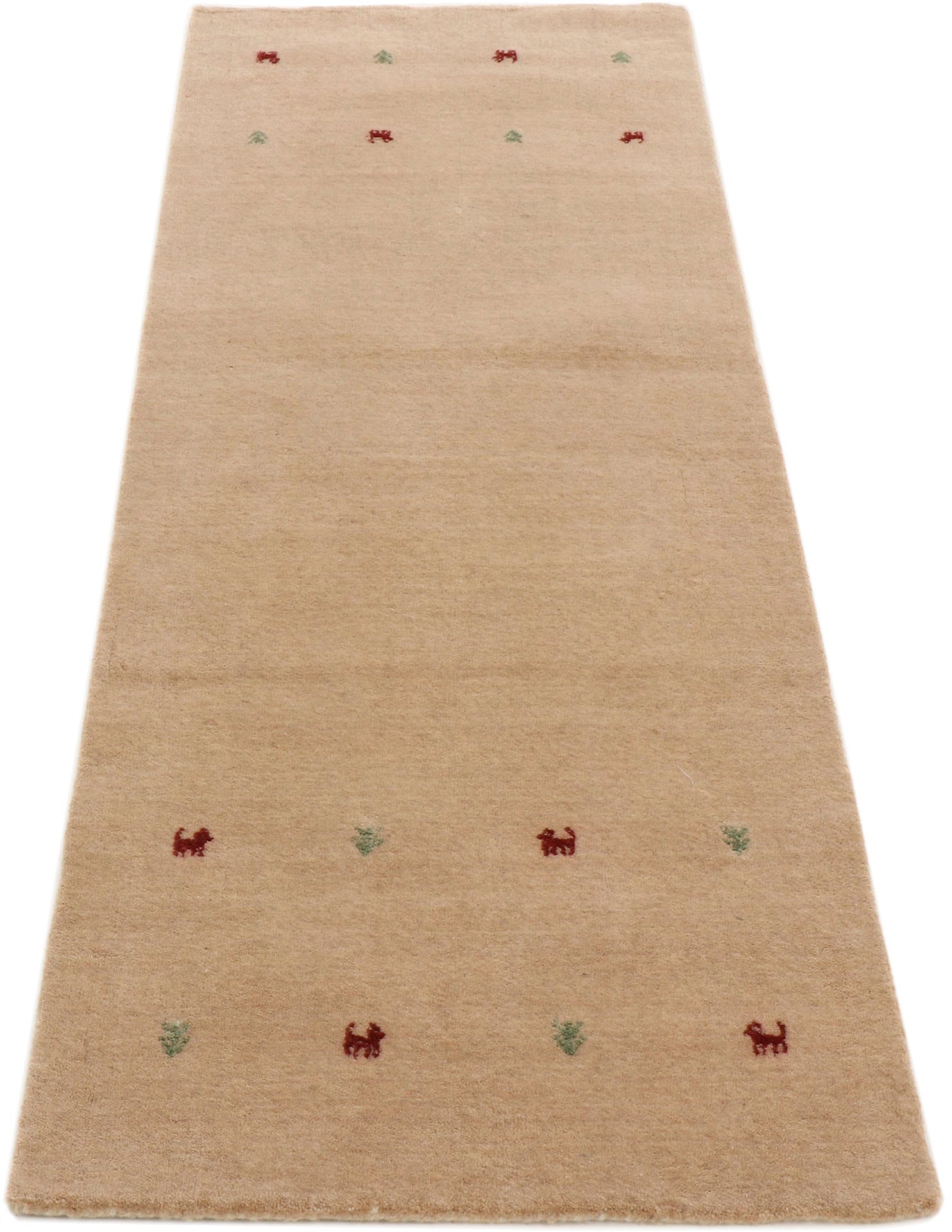 carpetfine Wollteppich »Gabbeh Uni, auch als Läufer erhältlich«, rechteckig, 15 mm Höhe, reine Wolle, handgewebt, Gabbeh Loom Tiermotiv, große Farbauswahl