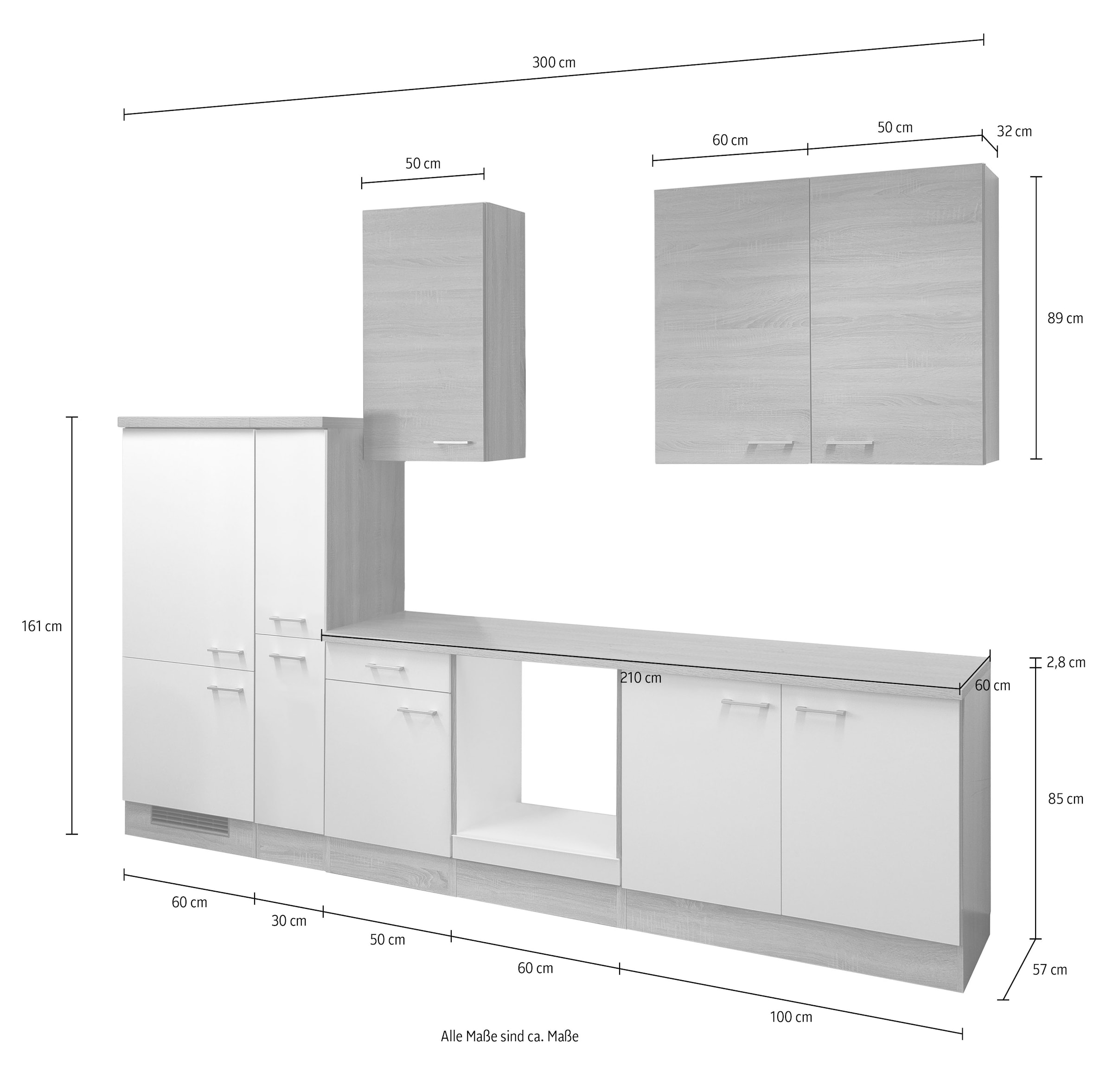 Flex-Well Küchenzeile »Samoa, ohne E-Geräte« L-300-2503-024-SAMOA,  Gesamtbreite 300 cm