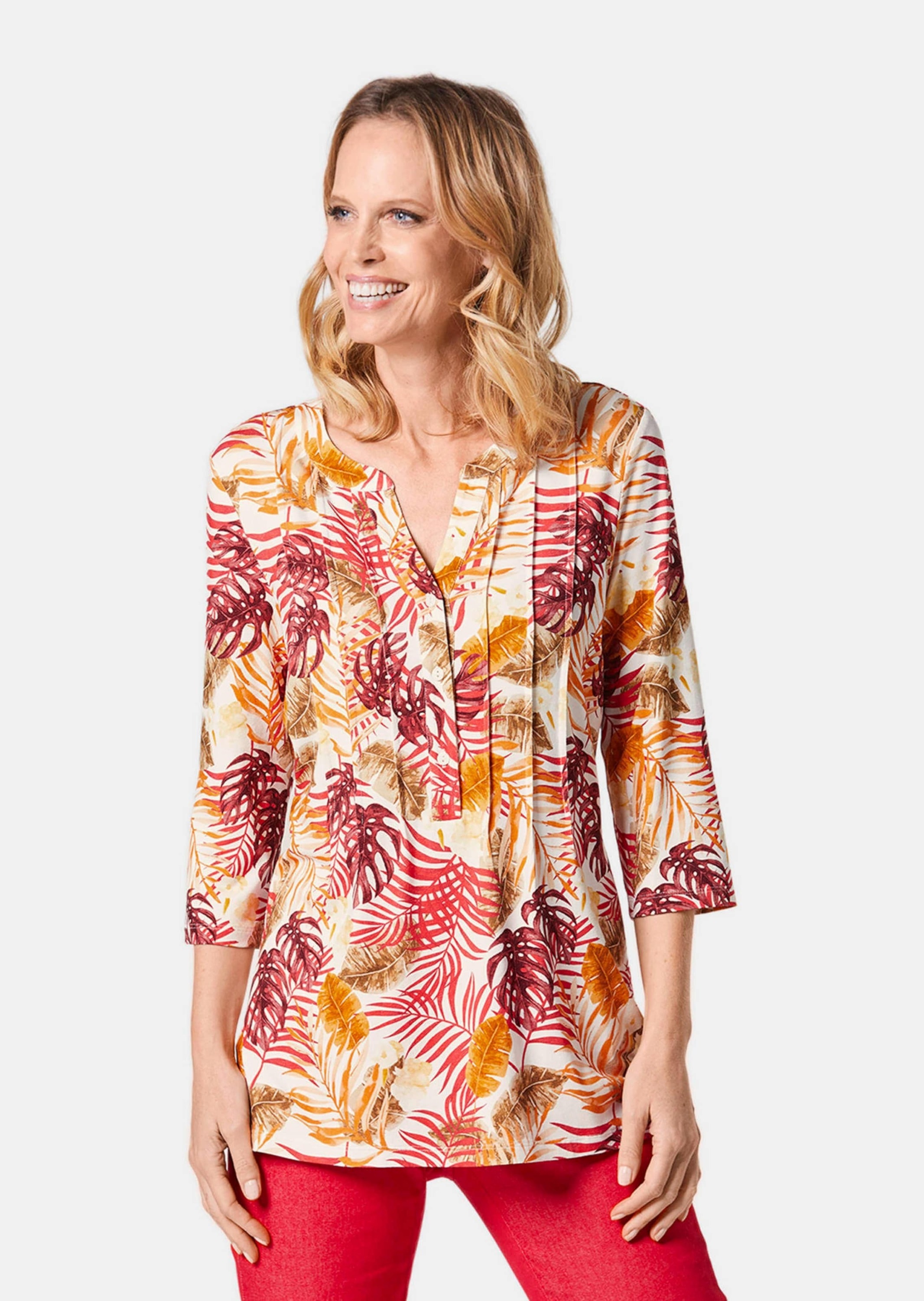 GOLDNER Print-Shirt »Kurzgröße Figurschmeichelndes Drucktunika-Shirt«