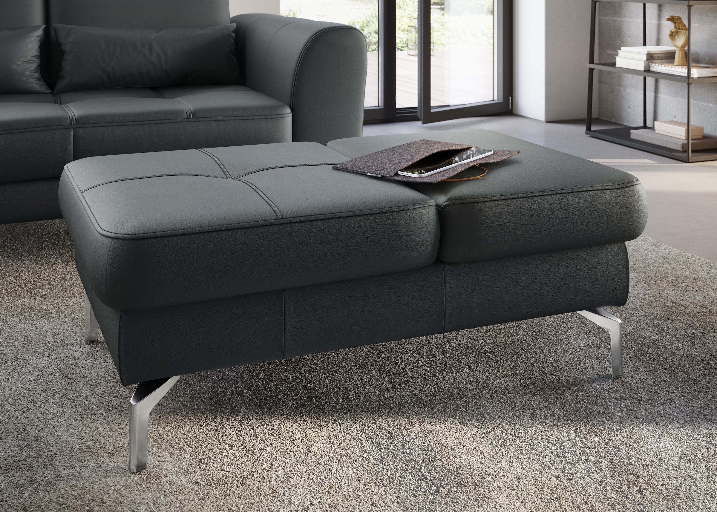 sit&more Hocker »Bendigo«, mit Klappfunktion, Bodenfreiheit 15 cm, wahlweise in 2 Fußfarben