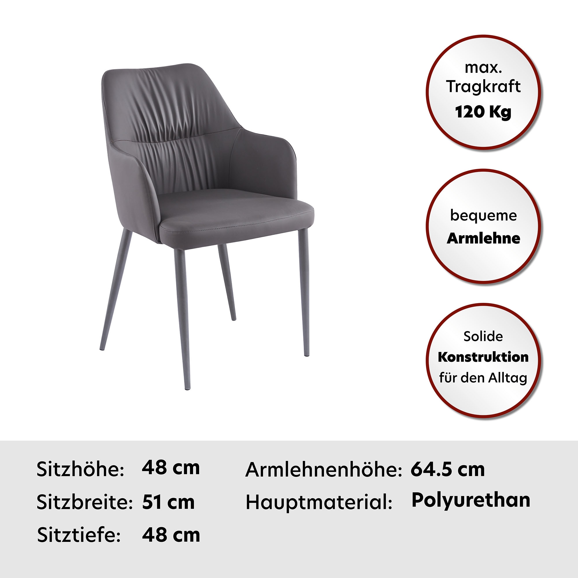 Kayoom Polsterstuhl »Stuhl Merit 125 2er-Set, bequemer Sitzkomfort, Handarbeit« (Set) 2 Stk.Bequem gepolstert, mit Armlehne, Handmanufaktur