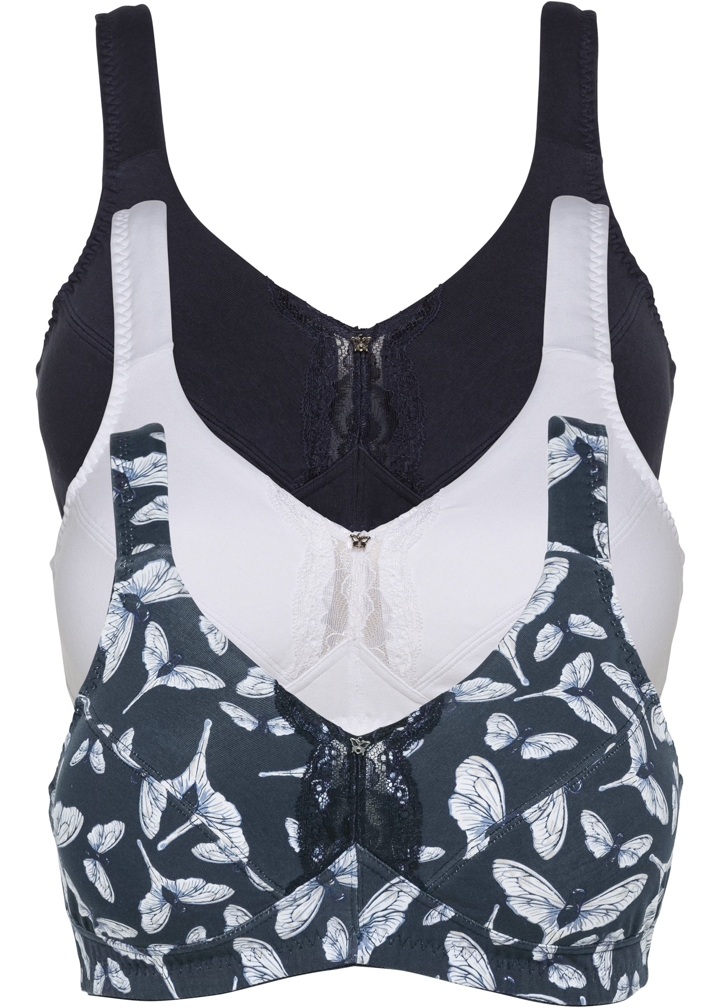 bonprix Büstenhebe »BH ohne Bügel mit Baumwolle (3er Pack)« Packung, 3 Stk. im 3er Pack, aus Baumwolle, mit Futter aus Baumwolle