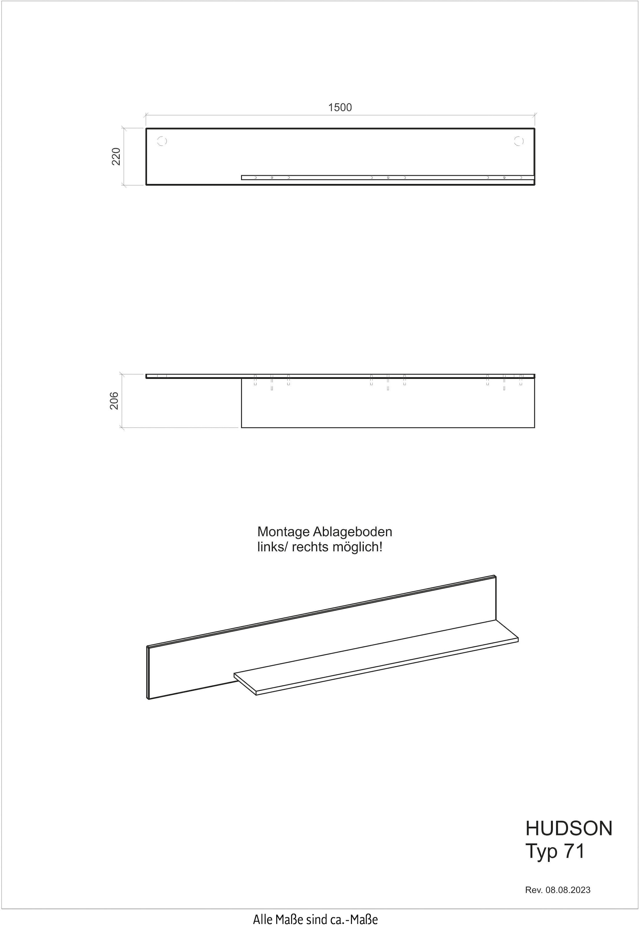 INOSIGN Couchtisch »Hudson«, in moderner Trendfarbe, Griffe aus Metall (Schwarz), Breite 90 cm