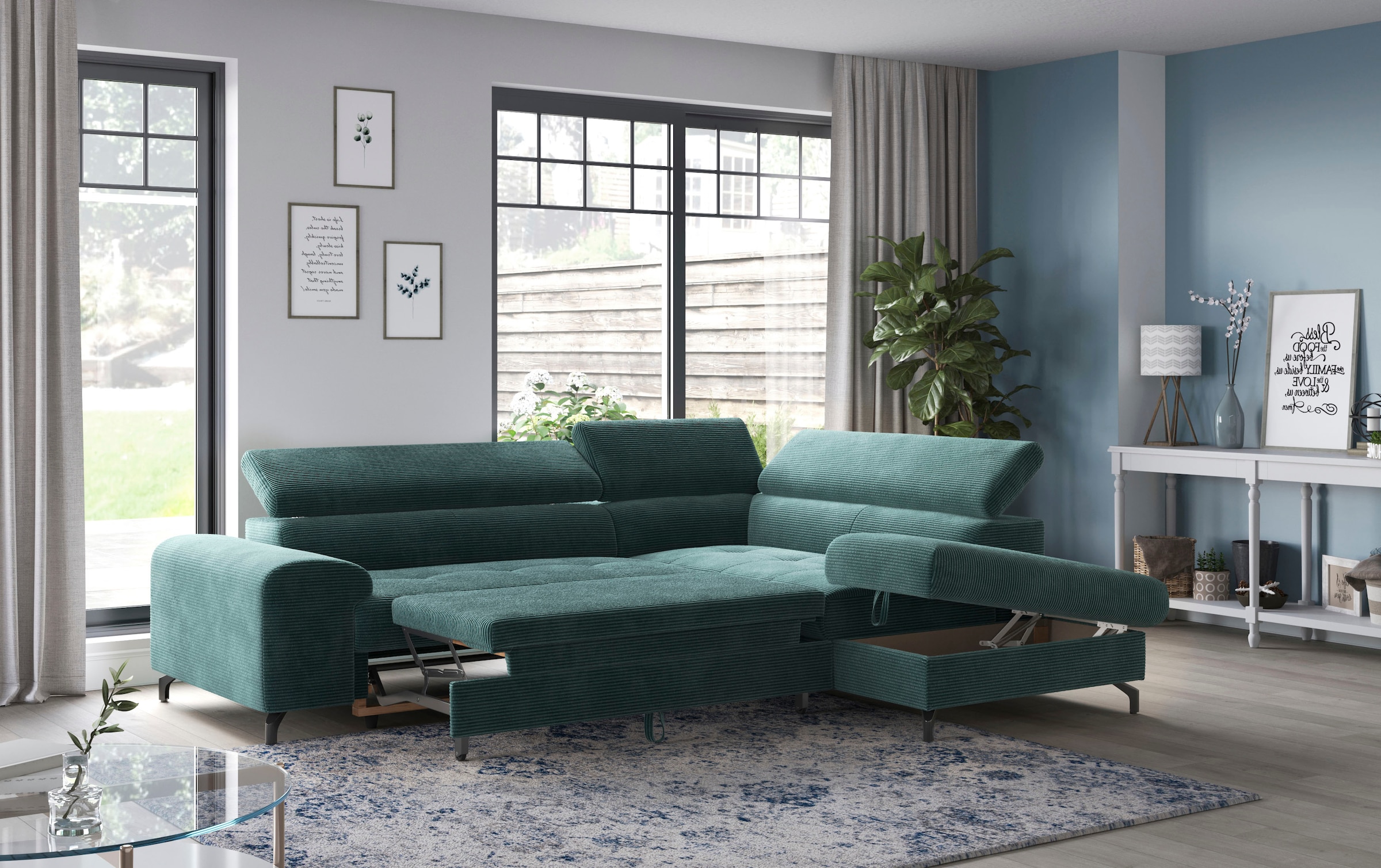 COTTA Ecksofa »Aura L-Form, B: 260 cm«, mit Bettfunktion, Bettkasten & Kopfteilverstellung
