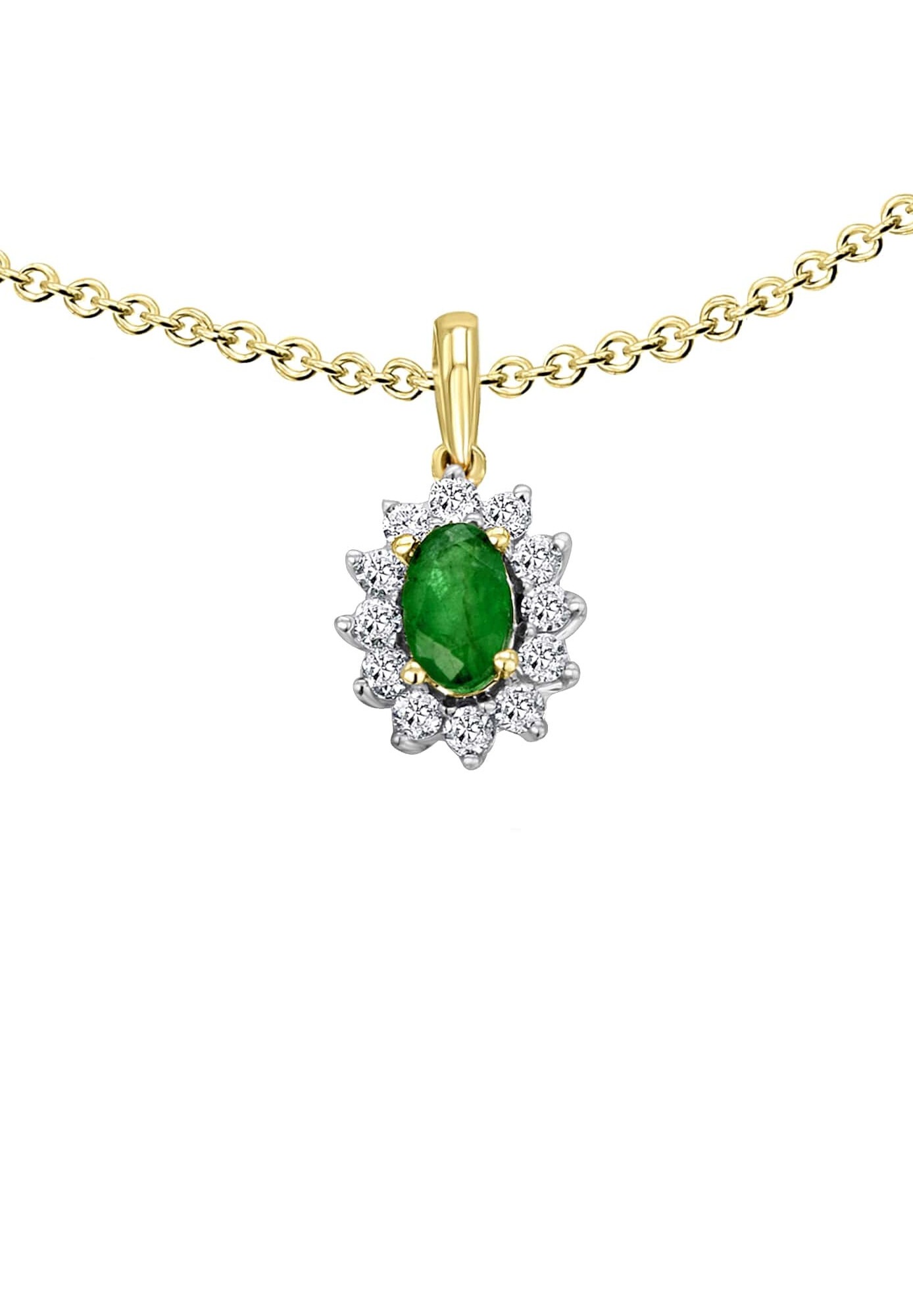 ONE ELEMENT Kettenanhänger »0,15 ct Diamant Brillant Smaragd Anhänger aus 585 Gelbgold«