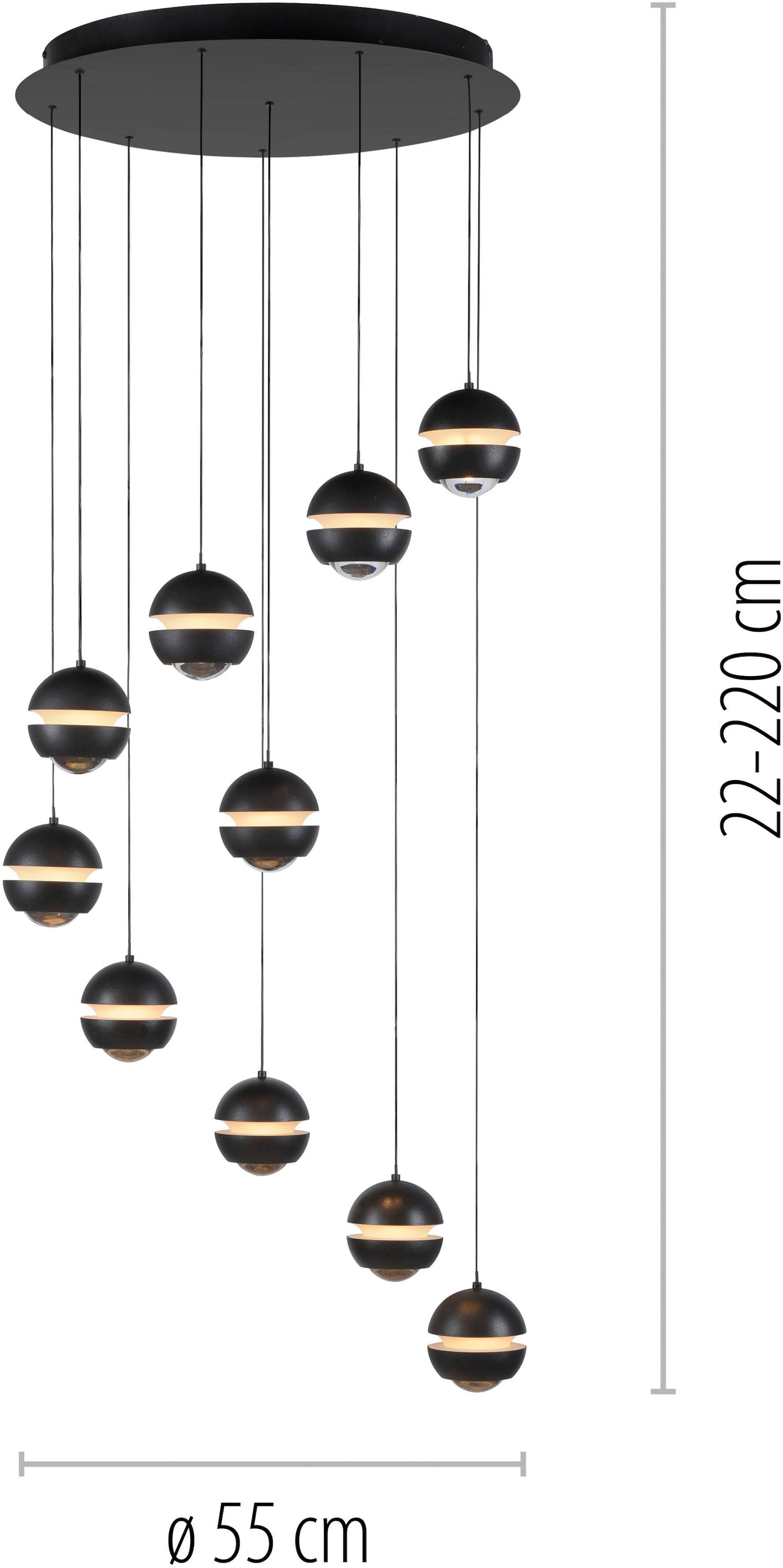 SCHÖNER WOHNEN-Kollektion LED Pendelleuchte »LINI« LED-Board 1 Stk. Warmweiß SCHÖNER WOHNEN Kollektion, 3-Stufen Dimmer, Comfort-Lift