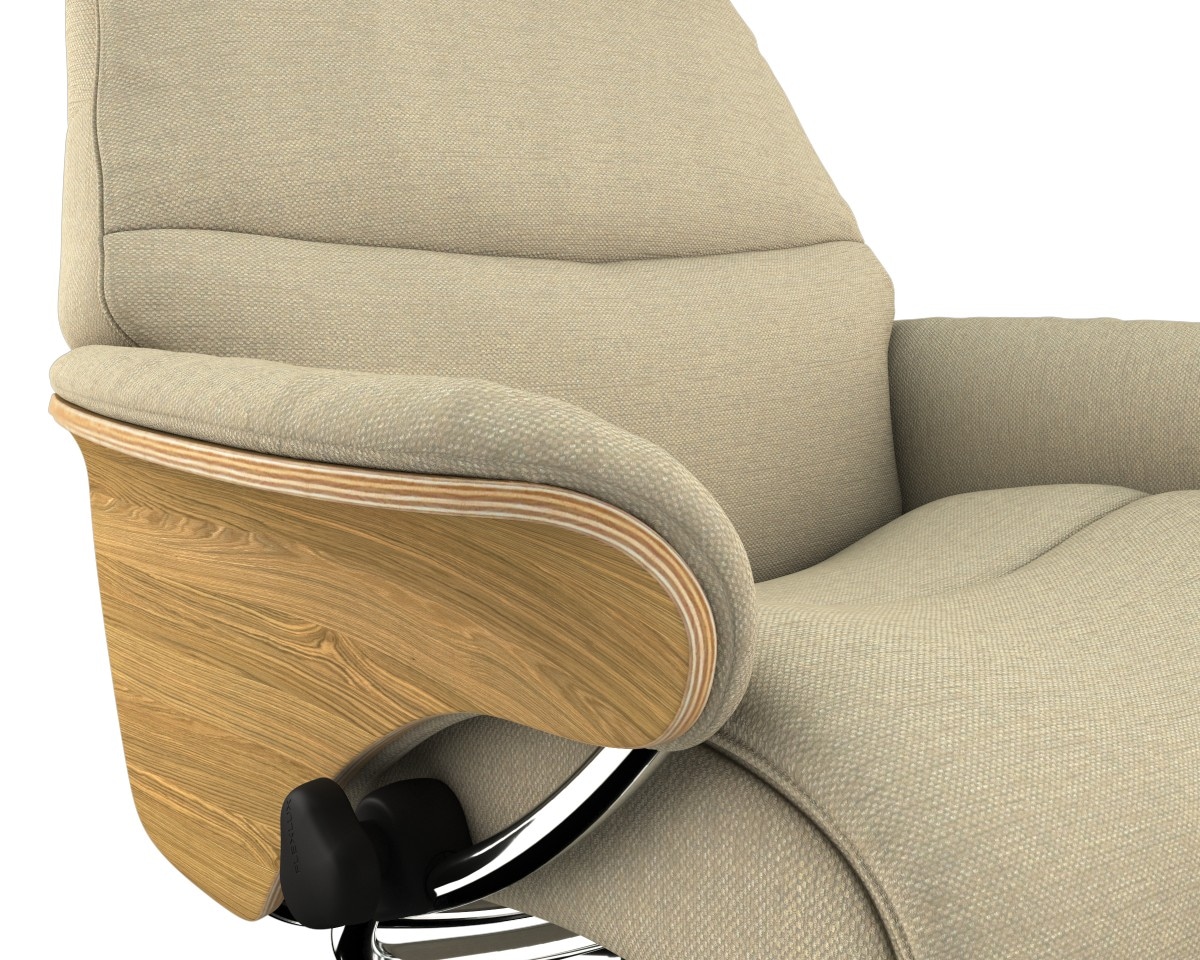 FLEXLUX Relaxsessel »Aarhus, Funktionsessel, Polstersessel, Armlehne, TV-Fernsehsessel,«, Relaxfunktion & Kopf- Rückenverstellung, Armlehne Eiche, Fuß Alu