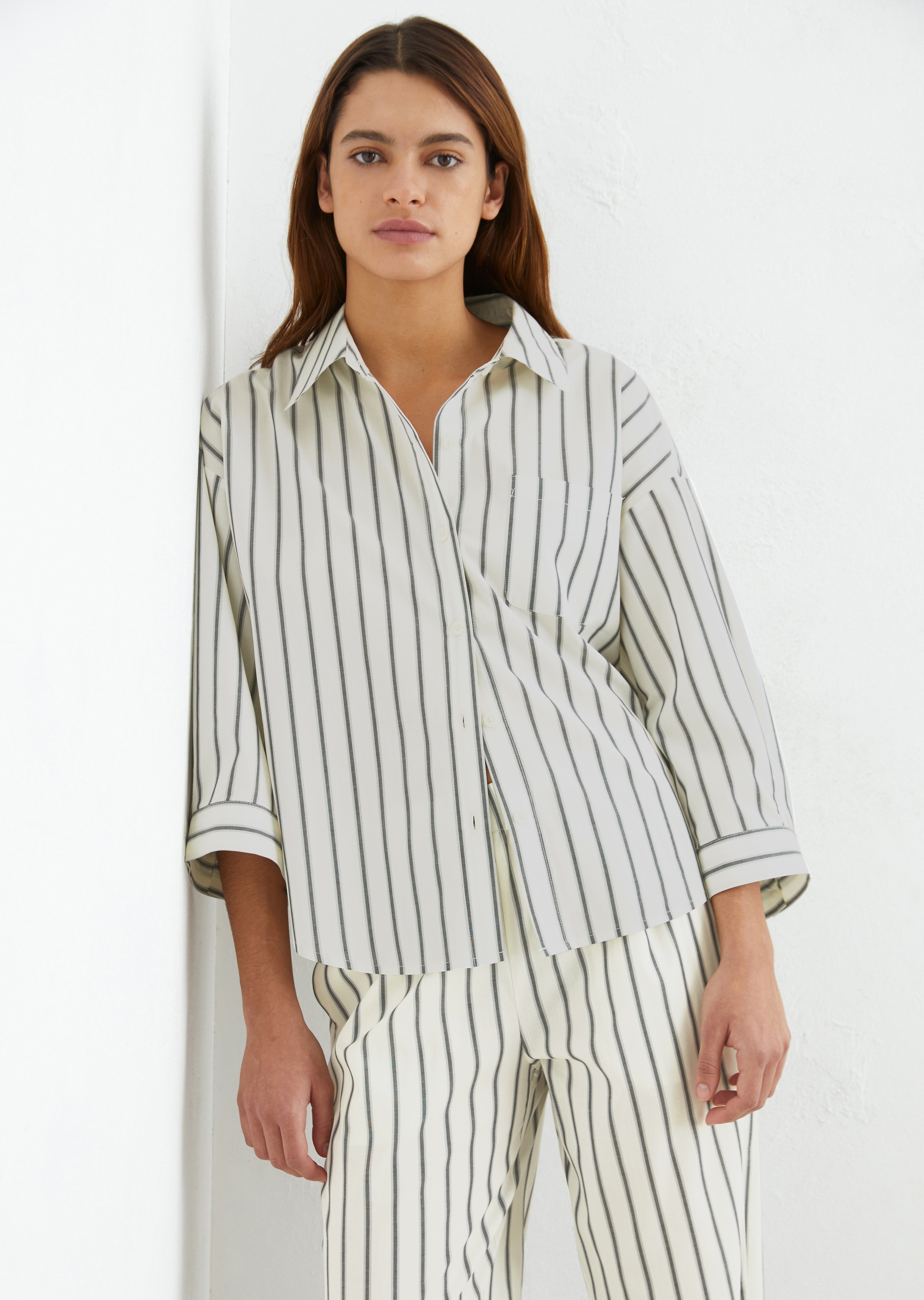 Marc O'Polo Hemdbluse »Mix & Match Poplin«, Hemdbluse mit extra breiten Ärmeln und durchgehender Knopfleiste