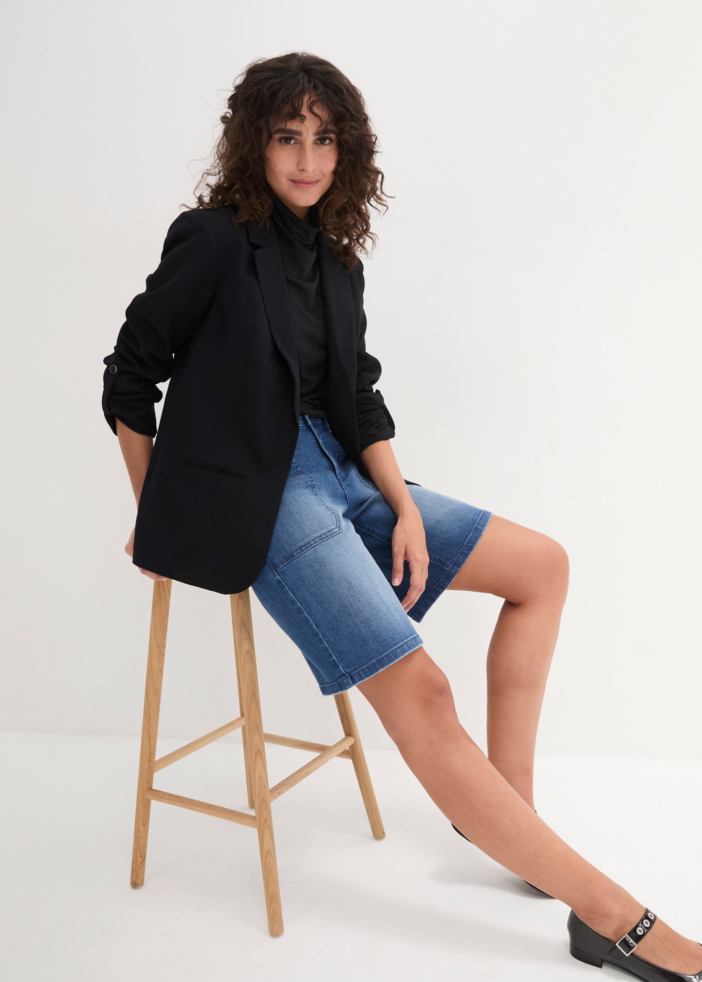 bonprix Jackenblazer »Blazer« mit klassischem Reverskragen, mit Stretch-Material, Krempelärmel