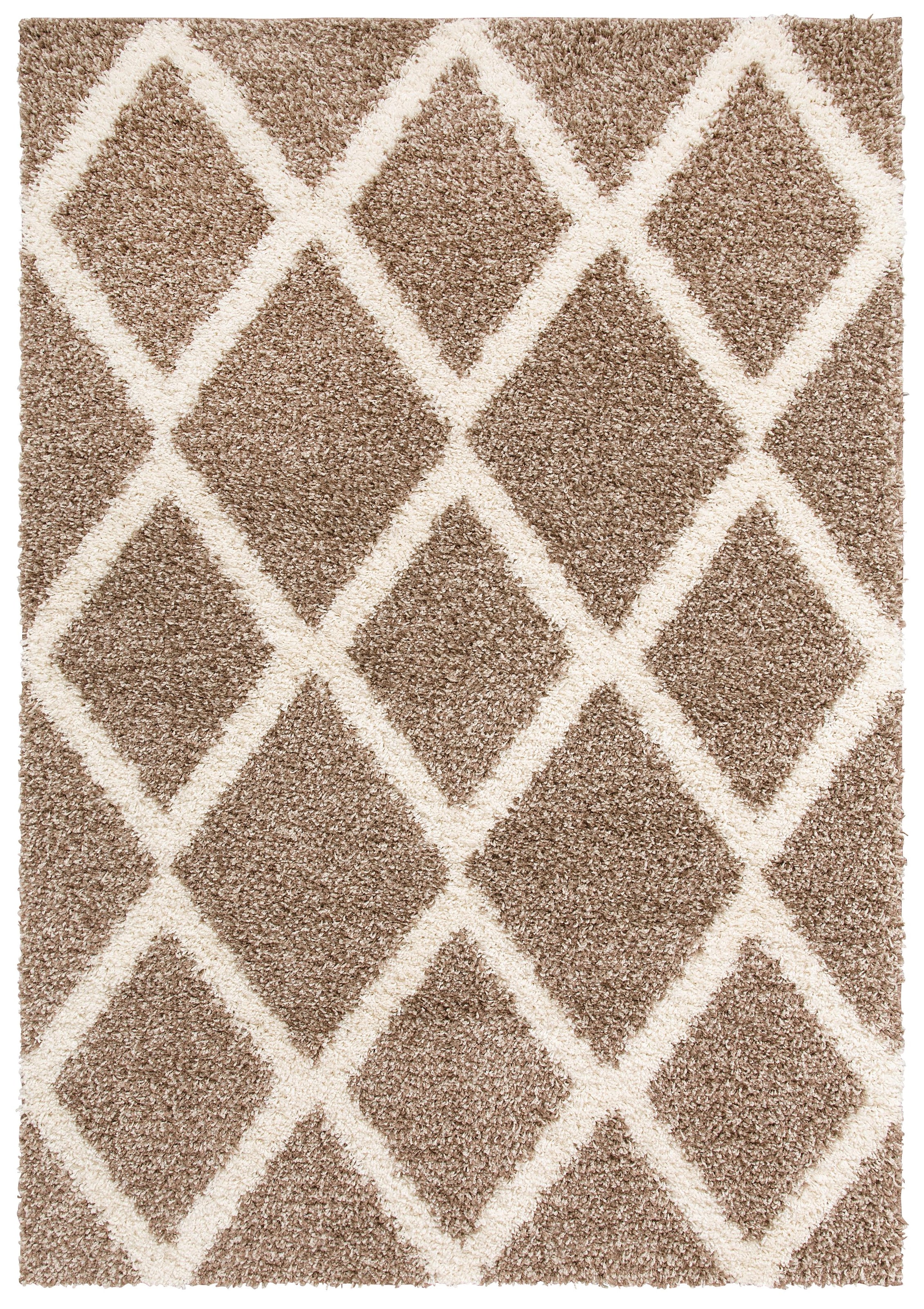 my home Hochflor-Teppich »Linz«, rechteckig, 31 mm Höhe, Rauten Design, Hochflor, besonders weicher Teppich, gewebt, rechteckig