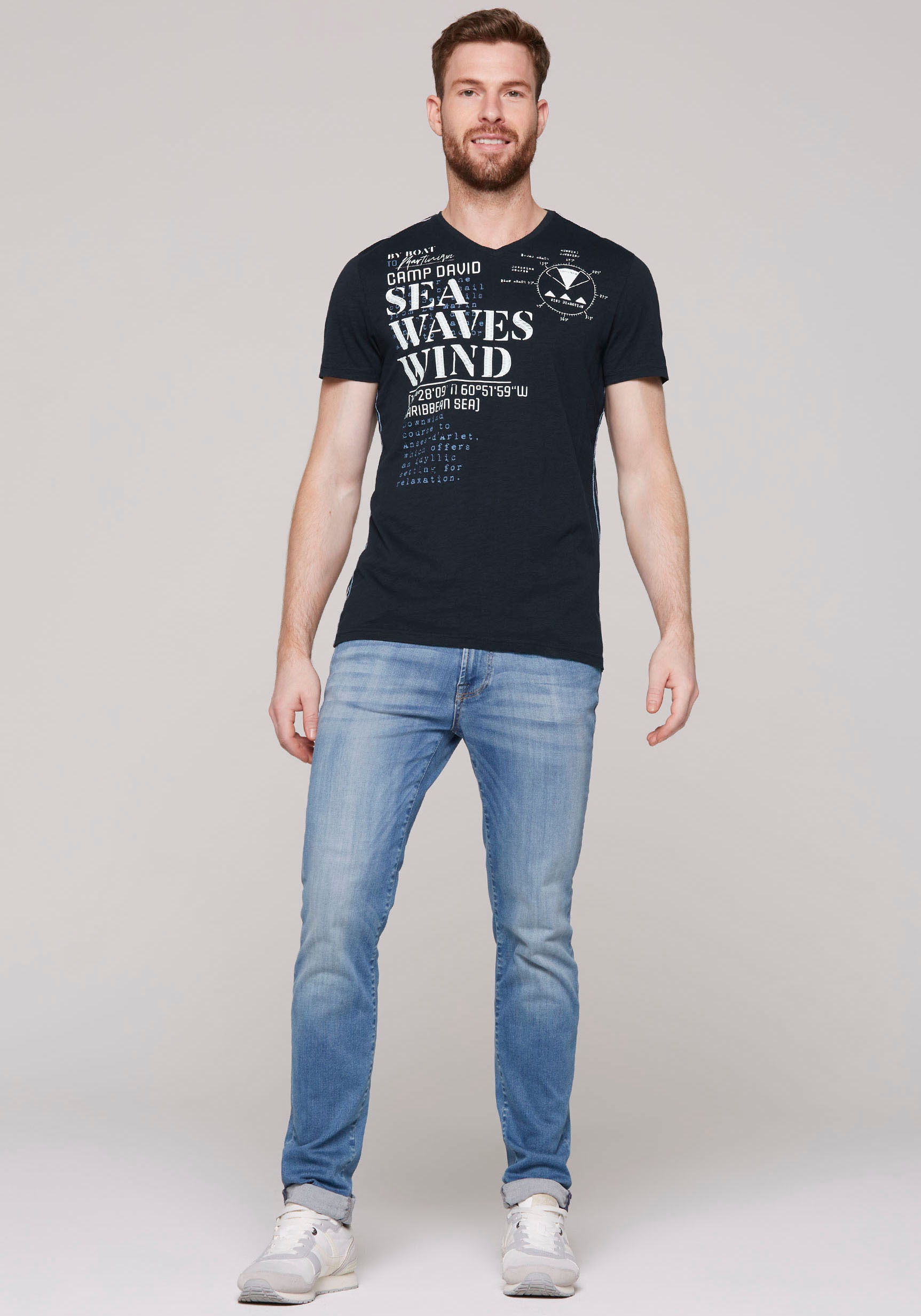 CAMP DAVID T-Shirt, mit Wording-Prints