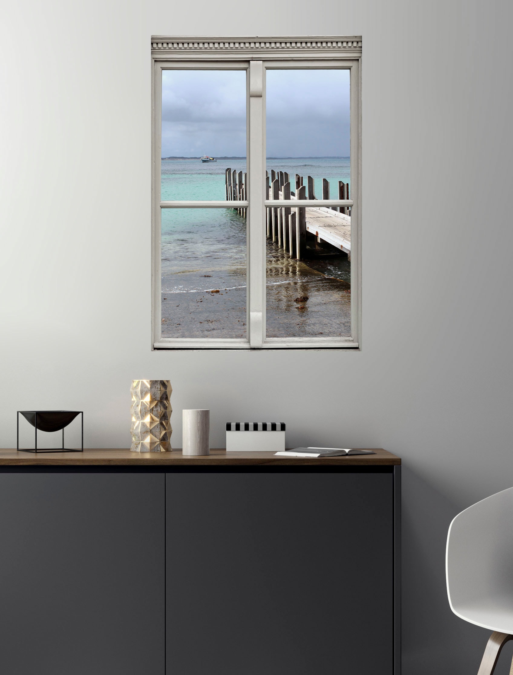 queence Wandsticker »Steg« Wandsticker, Wandbild, selbstklebend, 3D, Fenster