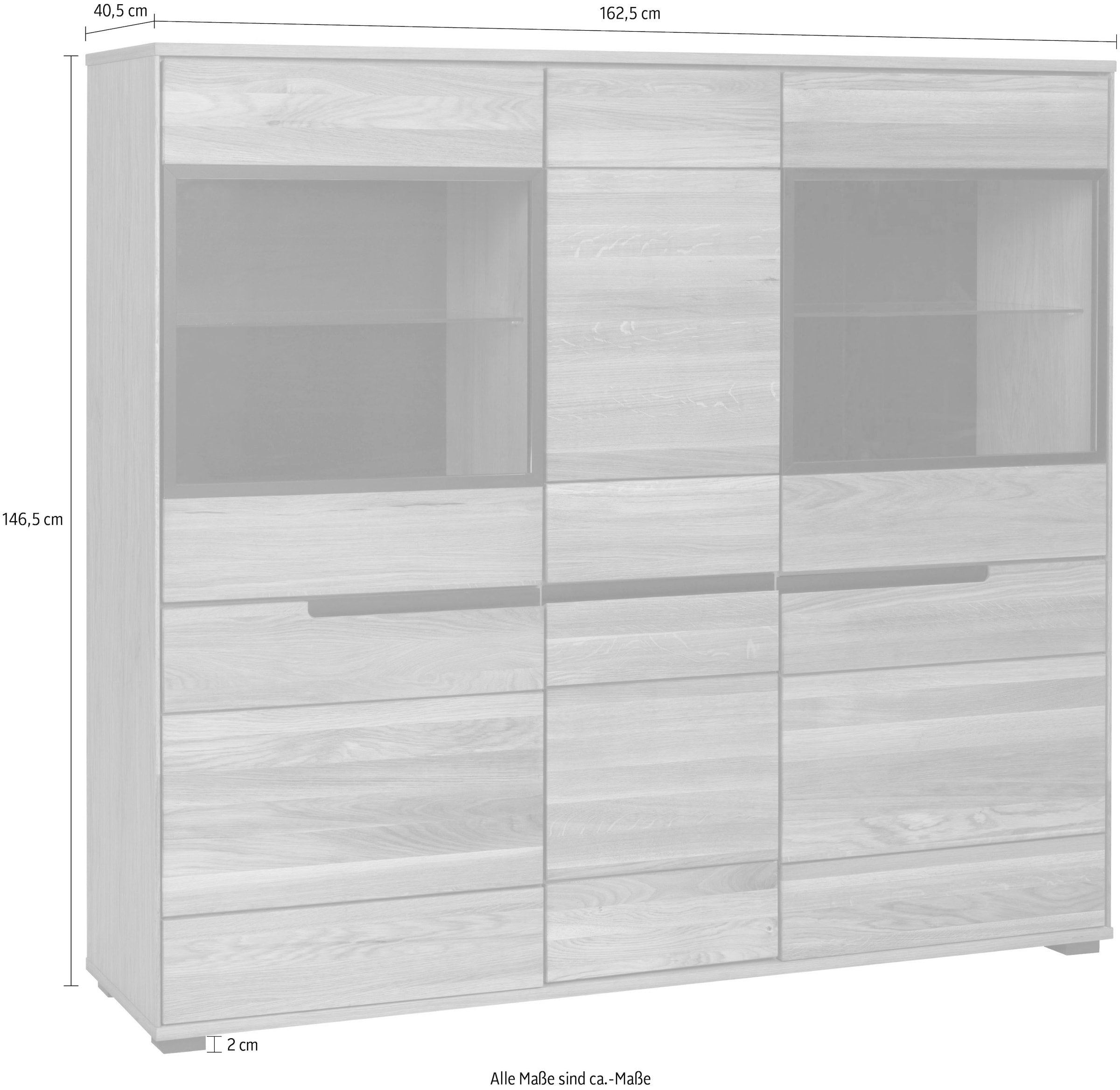Home affaire Highboard Aluglastüren in Schwarz, Türen mit dampfer, dunklen Innenrückseite