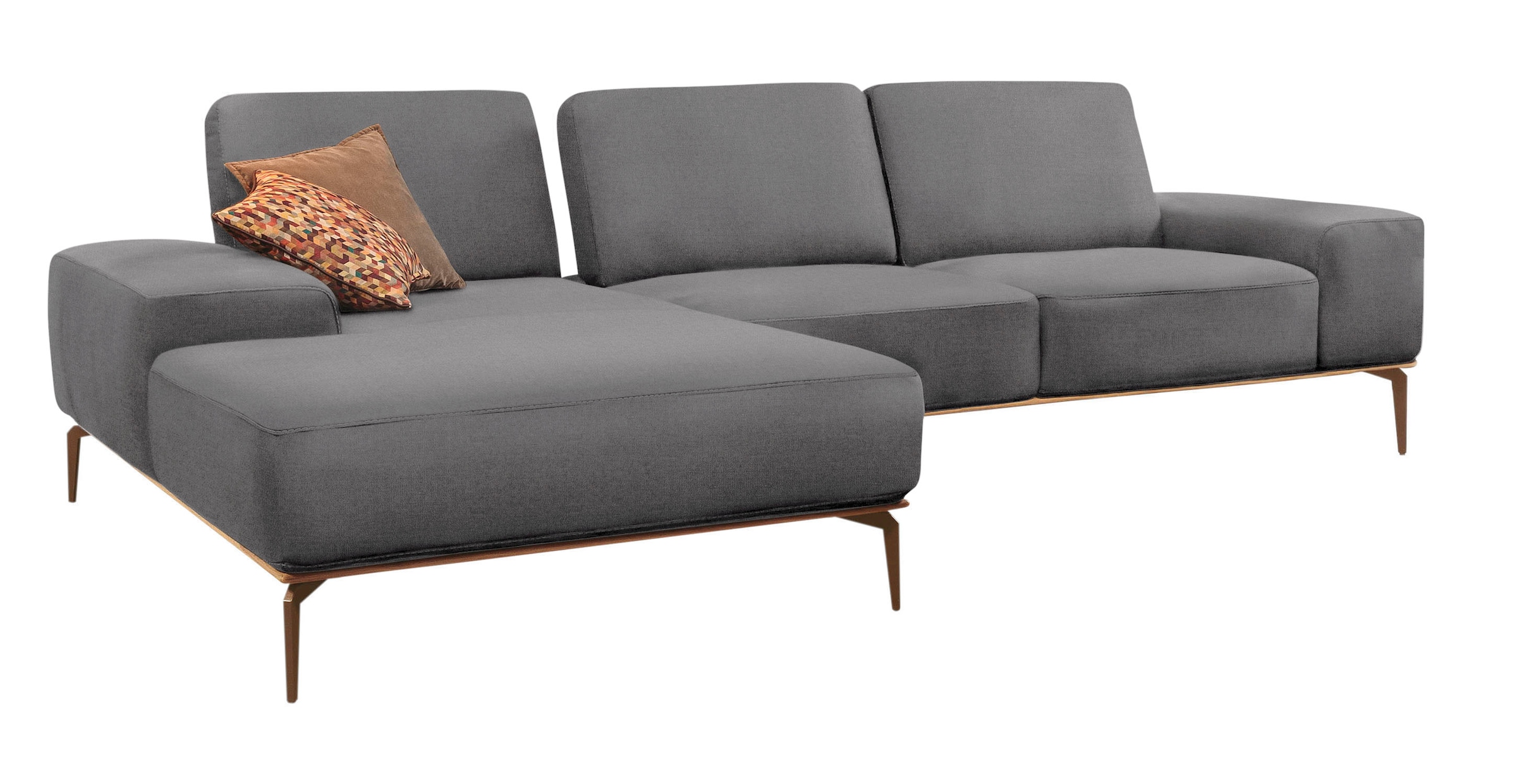 W.SCHILLIG Ecksofa »run, Designsofa mit tollem Sitzkomfort, bequem, L-Form«, mit Holzsockel, Füße in Bronze pulverbeschichtet, Breite 319 cm