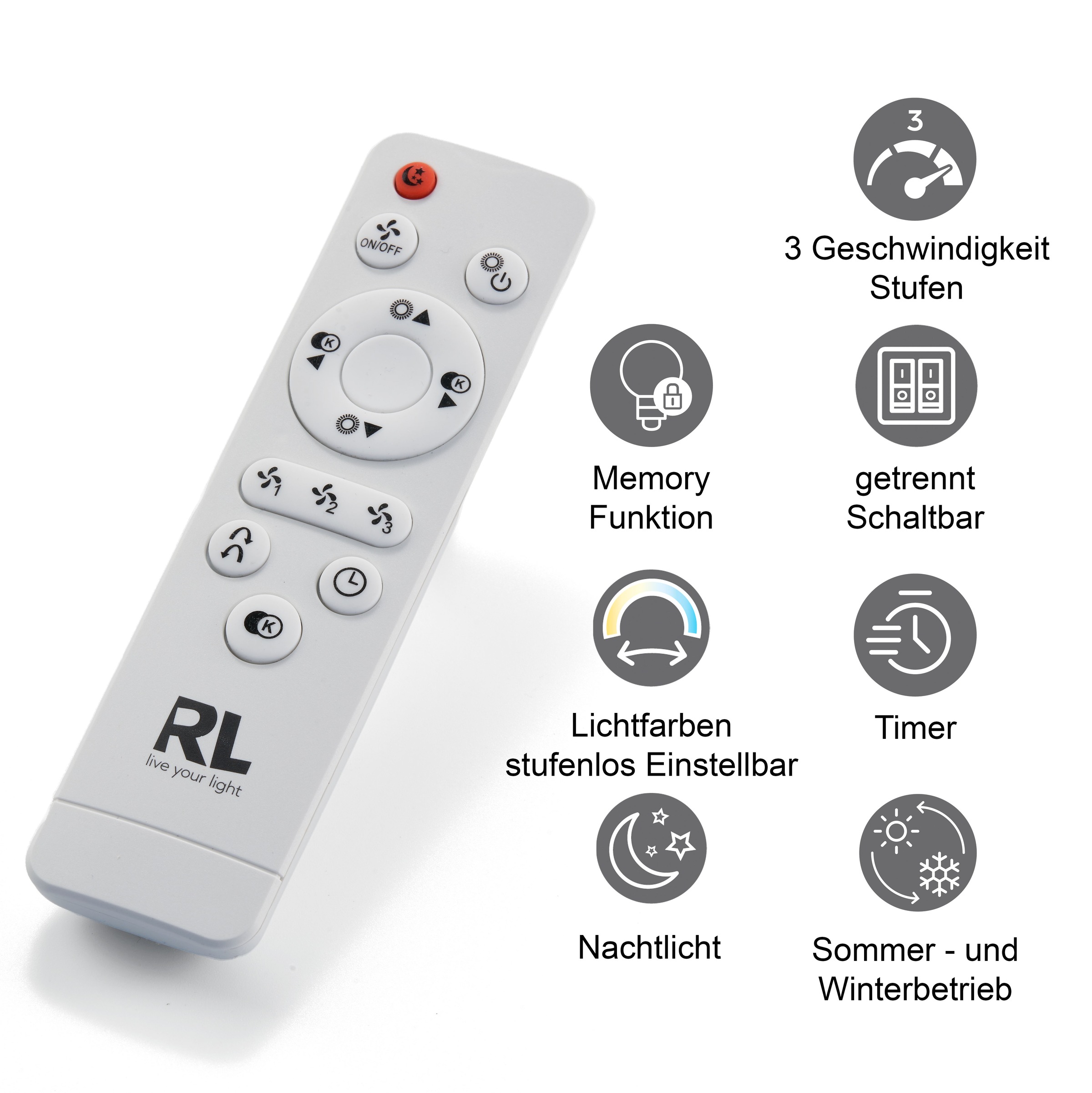 REALITY Leuchten LED Deckenleuchte »Stralsund Deckenventilator« LED-Board 1 Stk. warmweiß - kaltweiß Deckenlampe, Ventilator, Fernbedienung, Ventilator getrennt schaltbar