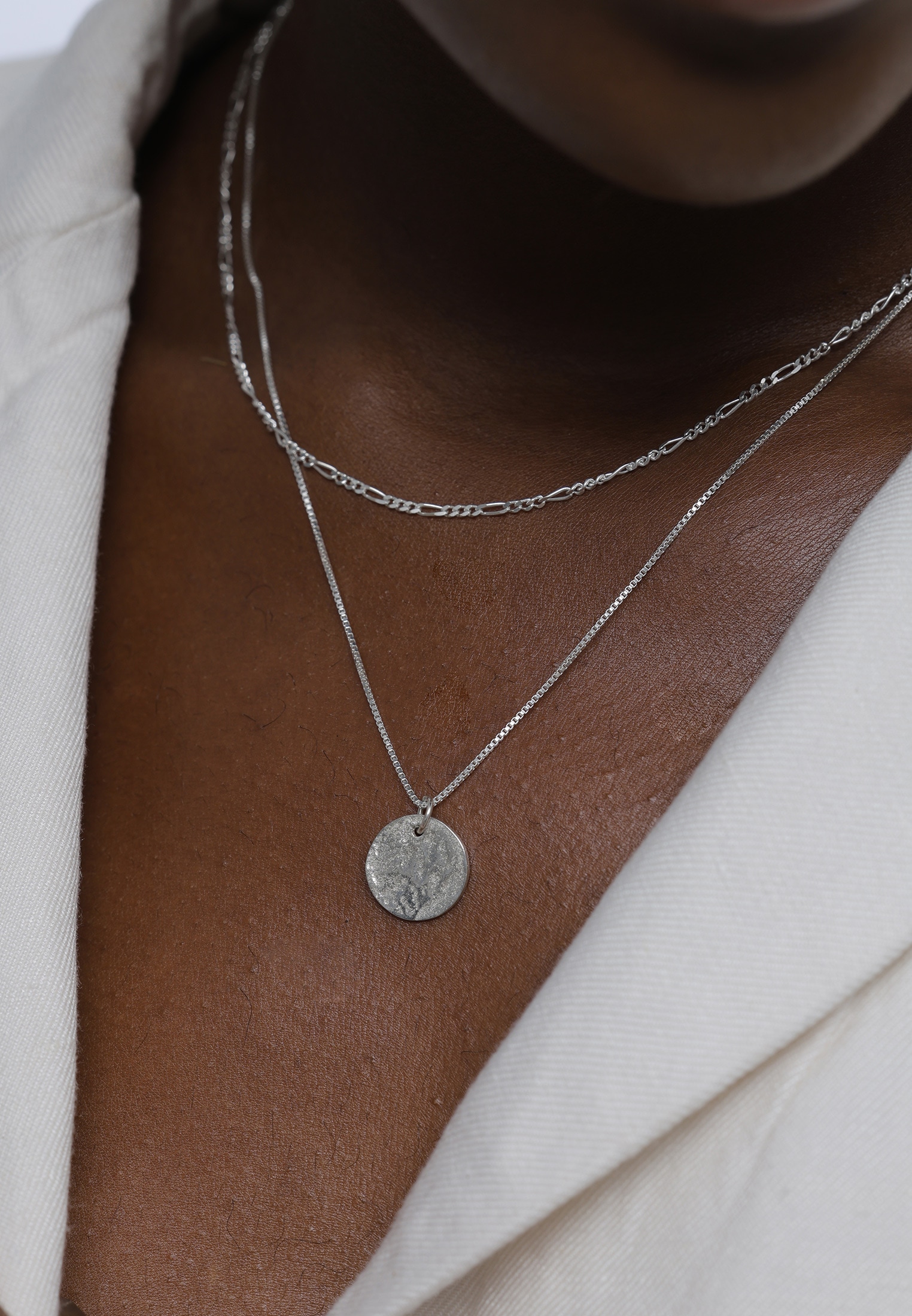 Elli Silberkette »Halskette Layer Münze Figaro Boho 925 Silber«