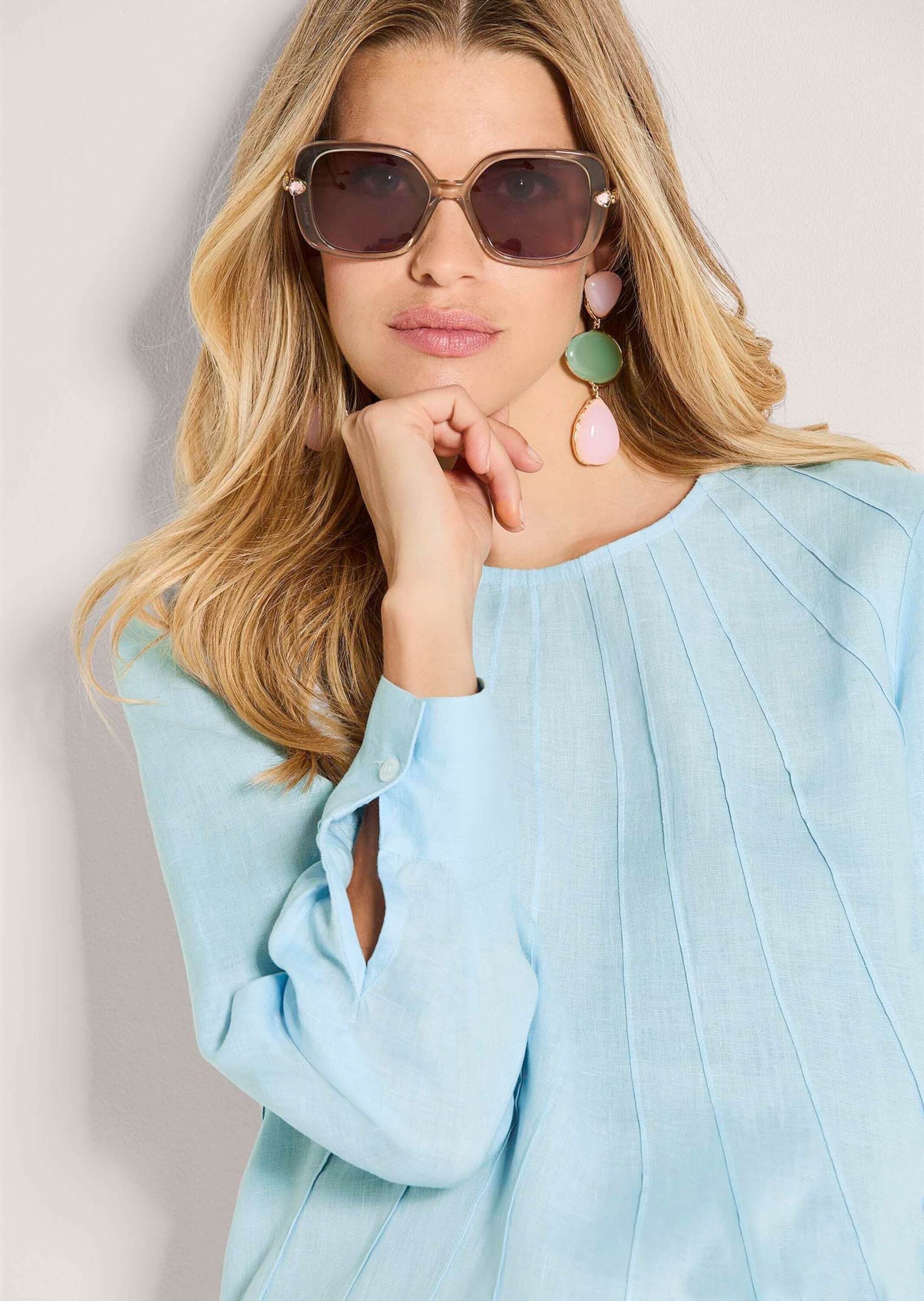 MADELEINE Langarmbluse »Leinenbluse Blusenshirt mit feinen Biesen« Feine Biesen