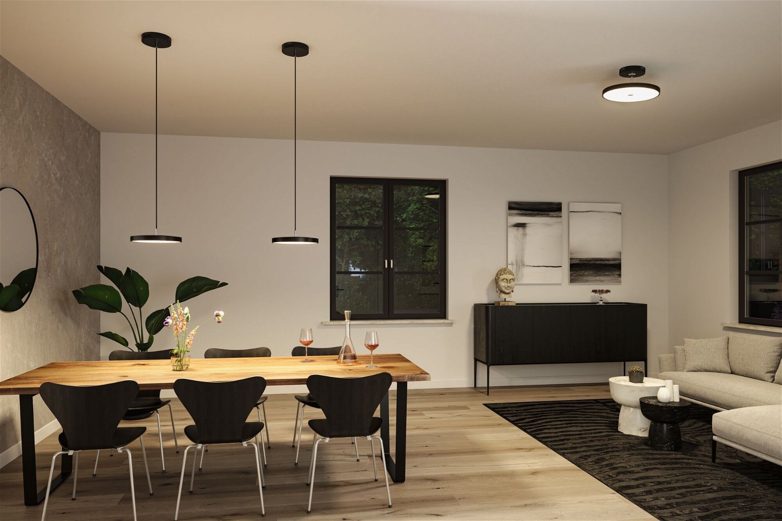 Paulmann LED Deckenleuchte »Hildor Smart Home Zigbee 30W 400 mm Schwarz 230V Metall/Kunststoff«, 1 flammig, dimmbar