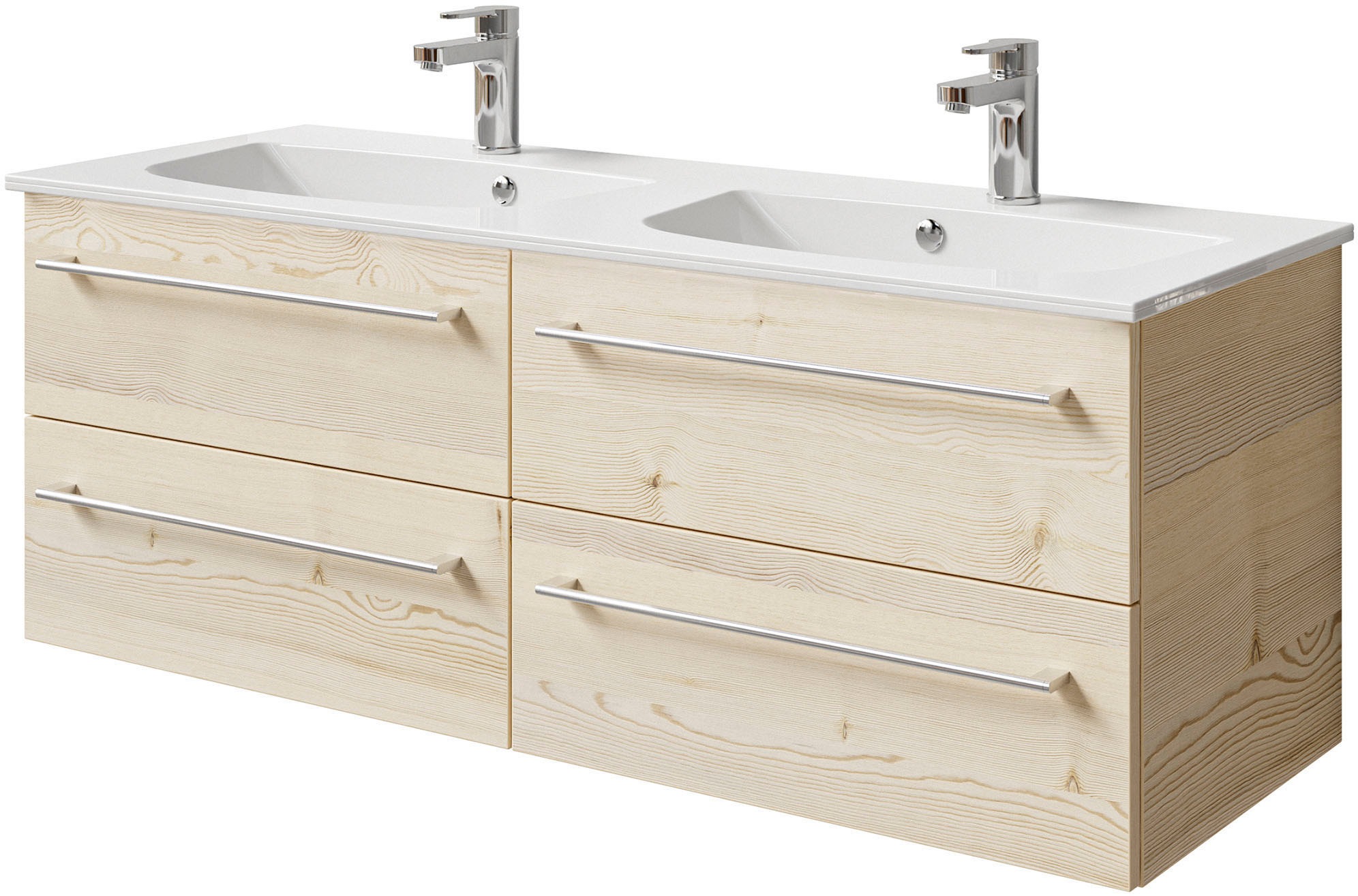 Saphir Badmöbel-Set »Serie 6025 2-teilig Mineralmarmor-Waschtisch mit LED-Spiegelschrank« 2 Stk. tlg.