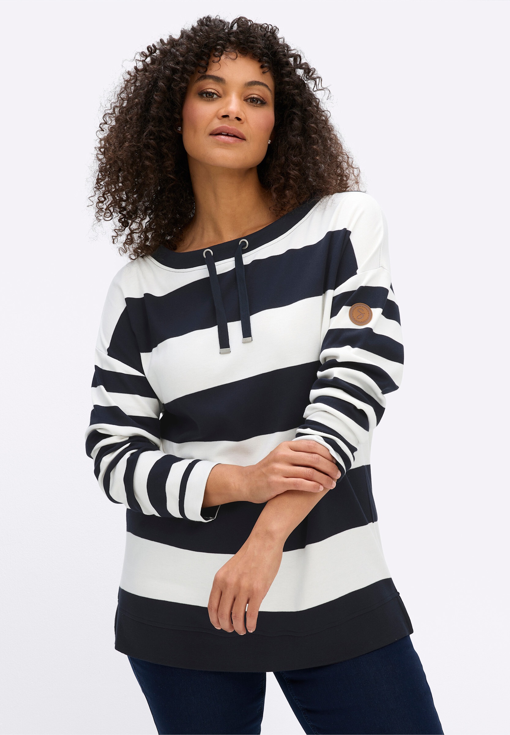 Sheego Sweatshirt »Sweatshirt Sweatshirt im Streifen-Mix«
