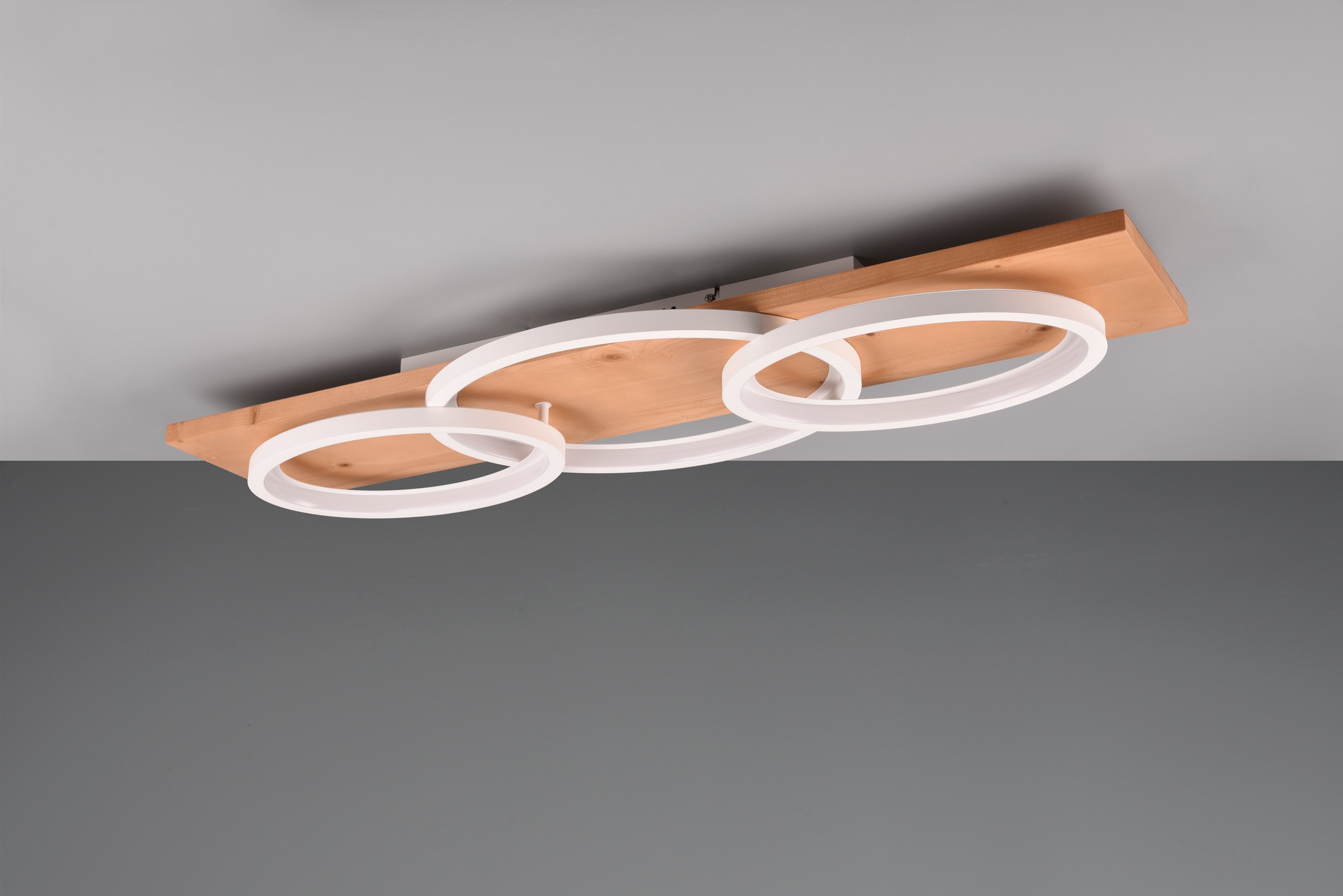 TRIO Leuchten LED Deckenleuchte »BARCA, dimmbare Deckenlampe aus Holz & Metall mit indirektem Licht«, 1 flammig, Leuchtmittel LED-Board | LED fest integriert, LED warmweiß & 4700 Lumen, für Wand- und Deckenmontage, 3 Dimmstufen